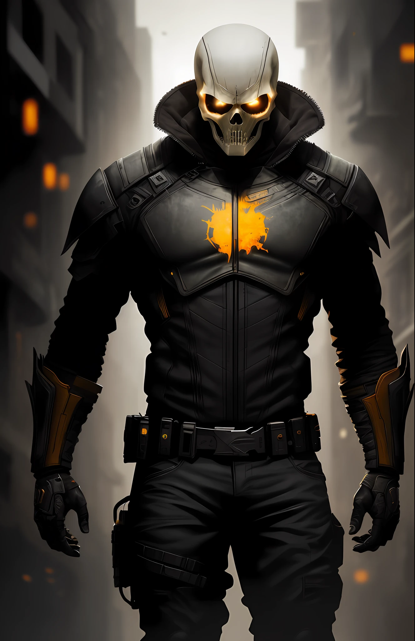 (dark shot: 1.1), epic realistic, Ghost Rider from Marvel, gradient yellow, black, brown and magenta color scheme, grunge aesthetic!!! graffiti tag wall background, art by Greg Rutkowski and artgerm, soft cinematic light, Adobe Lightroom, darkroom, HDR, intricate, highly detailed, (depth of field: 1.4), faded, (neutral colors: 1.2), (hdr: 1.4), (muted colors: 1.2), hyper-detail (artstation: 1.4), cinematic, warm light, dramatic light (complex details: 1.1)