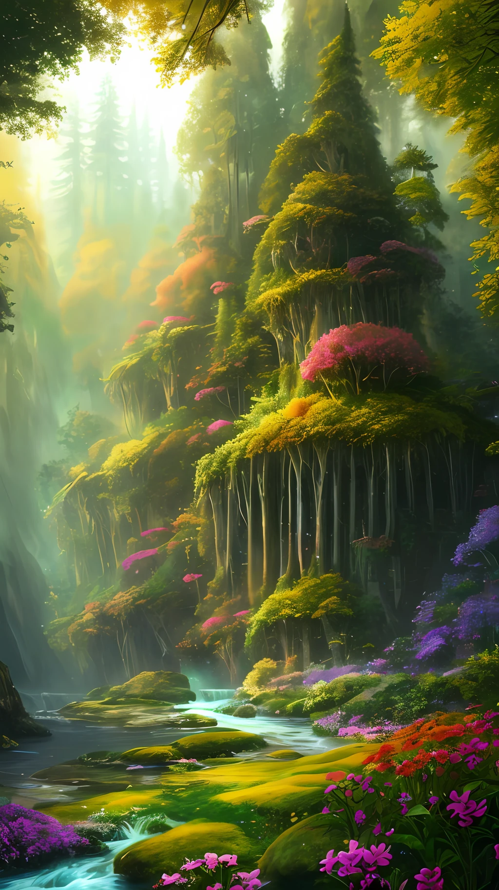 masterpiece, best quality, high quality,extremely detailed CG unity 8k wallpaper, An enchanting and dreamy scene of a fantasy forest, with towering trees, glowing mushrooms, and hidden fairy glens, creating a sense of mystique and enchantment, artstation, digital illustration, intricate, trending, pastel colors, oil paiting, award winning photography, Bokeh, Depth of Field, HDR, bloom, Chromatic Aberration ,Photorealistic,extremely detailed, trending on artstation, trending on CGsociety, Intricate, High Detail, dramatic, art by midjourney