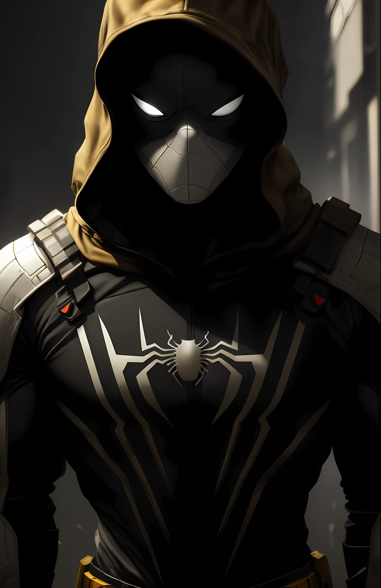 (dark shot: 1.1), epic realistic, White Spider-Man from Marvel, yellow gradient, black, brown and purple color scheme, grunge aesthetic!!! graffiti tag wall background, art by Greg Rutkowski and artgerm, soft cinematic light, Adobe Lightroom, darkroom, HDR, intricate, highly detailed, (depth of field: 1.4), faded, (neutral colors: 1.2), (hdr: 1.4), (muted colors: 1.2), hyper-detail (artstation: 1.4), cinematic, warm light, dramatic light (complex details: 1.1)