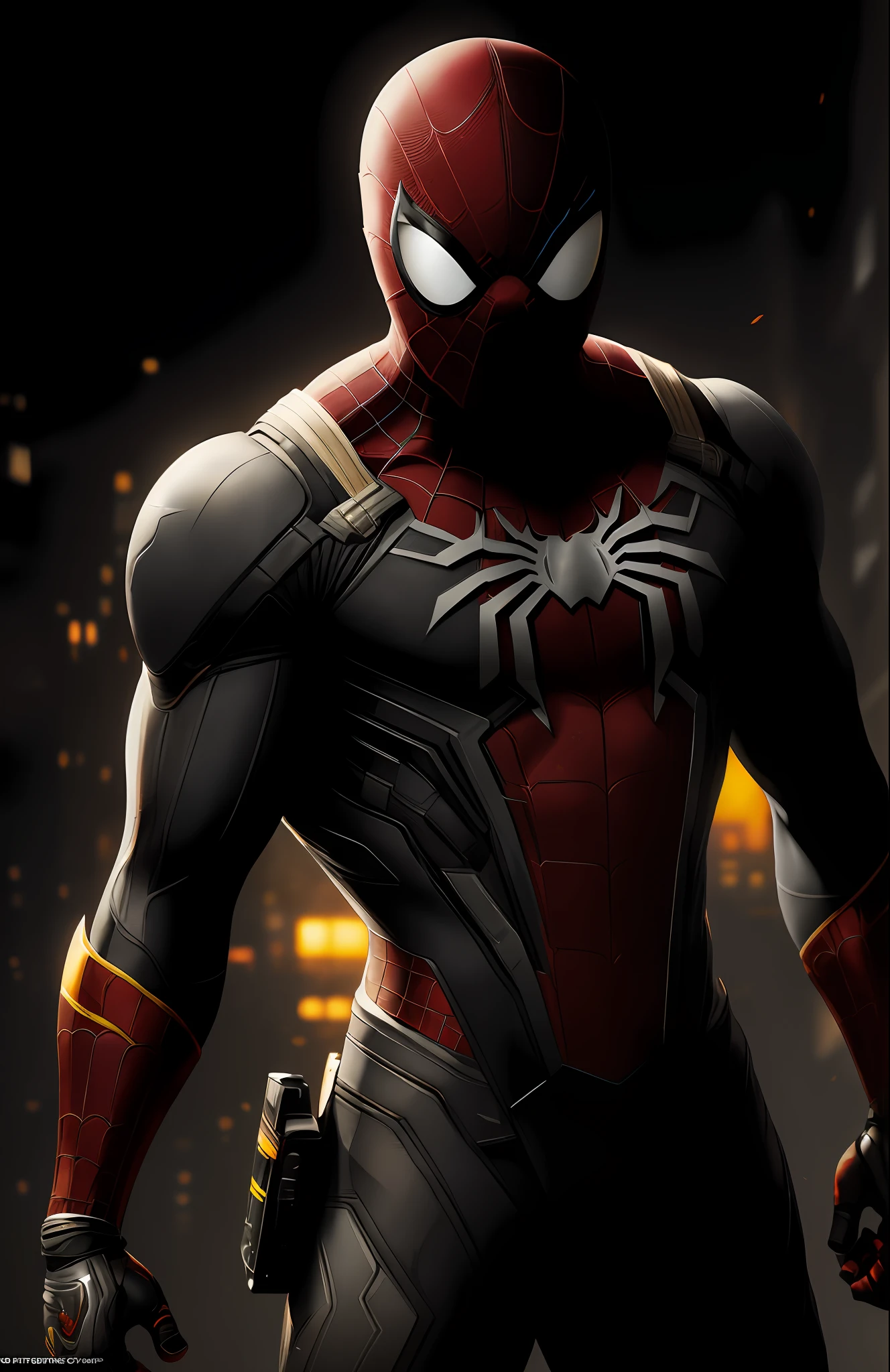 (dark shot: 1.1), epic realistic, Black Spider-Man from Marvel, yellow gradient, black, brown and magenta color scheme, grunge aesthetic!!! graffiti tag wall background, art by Greg Rutkowski and artgerm, soft cinematic light, Adobe Lightroom, darkroom, HDR, intricate, highly detailed, (depth of field: 1.4), faded, (neutral colors: 1.2), (hdr: 1.4), (muted colors: 1.2), hyper-detail (artstation: 1.4), cinematic, warm light, dramatic light (complex details: 1.1)