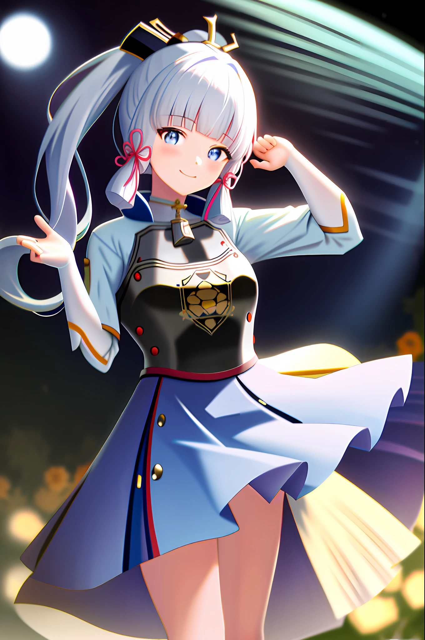 Masterpiece, high resolution, best quality, 1girl solo, kamisato_ayaka, smile, bust, spa, night,