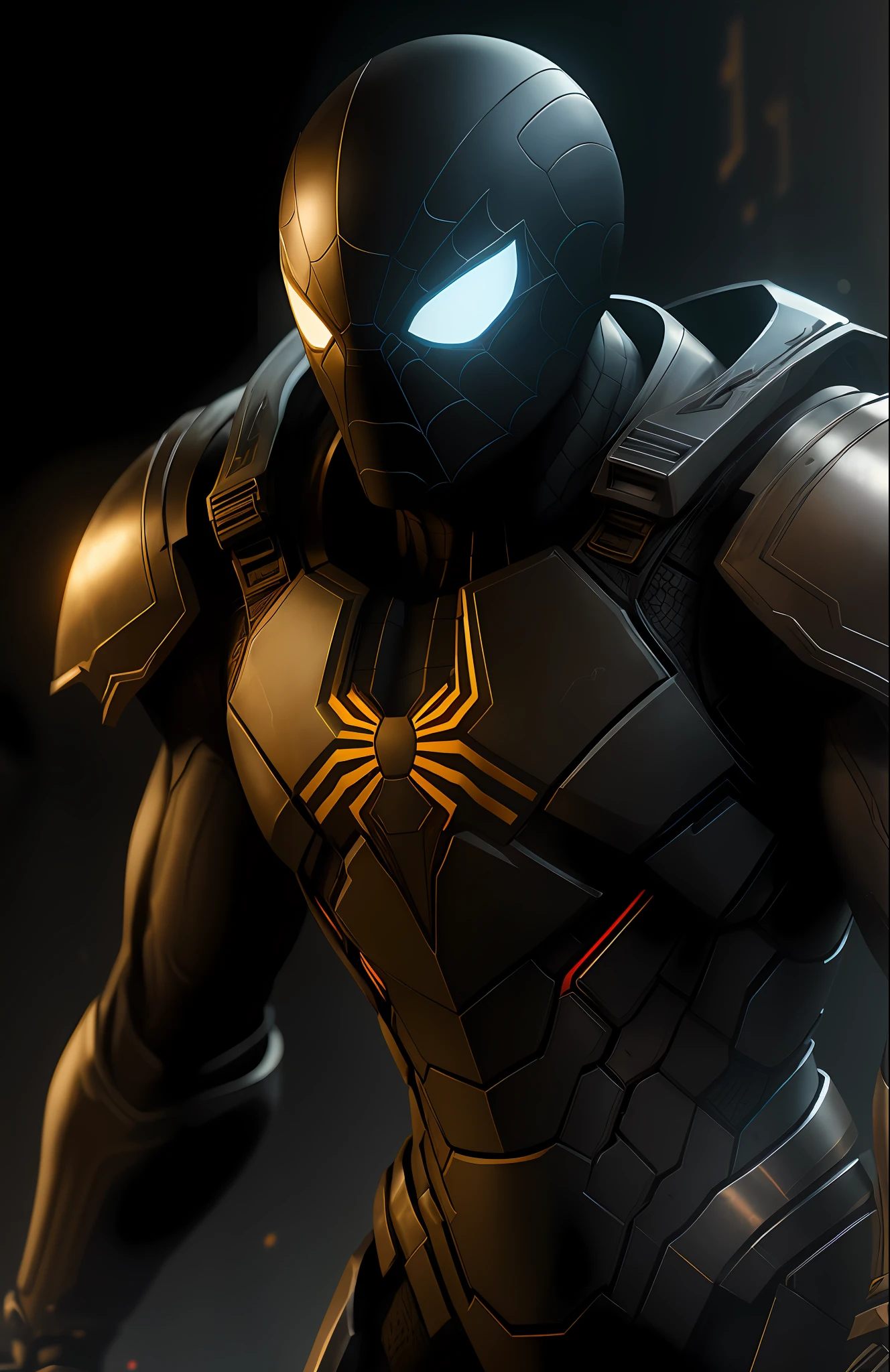 (dark shot: 1.1), epic realistic, Armor Spider-Man from Marvel, gradient yellow, black, brown and purple color scheme, grunge aesthetic!!! graffiti tag wall background, art by Greg Rutkowski and artgerm, soft cinematic light, Adobe Lightroom, darkroom, HDR, intricate, highly detailed, (depth of field: 1.4), faded, (neutral colors: 1.2), (hdr: 1.4), (muted colors: 1.2), hyper-detail (artstation: 1.4), cinematic, warm light, dramatic light (complex details: 1.1)