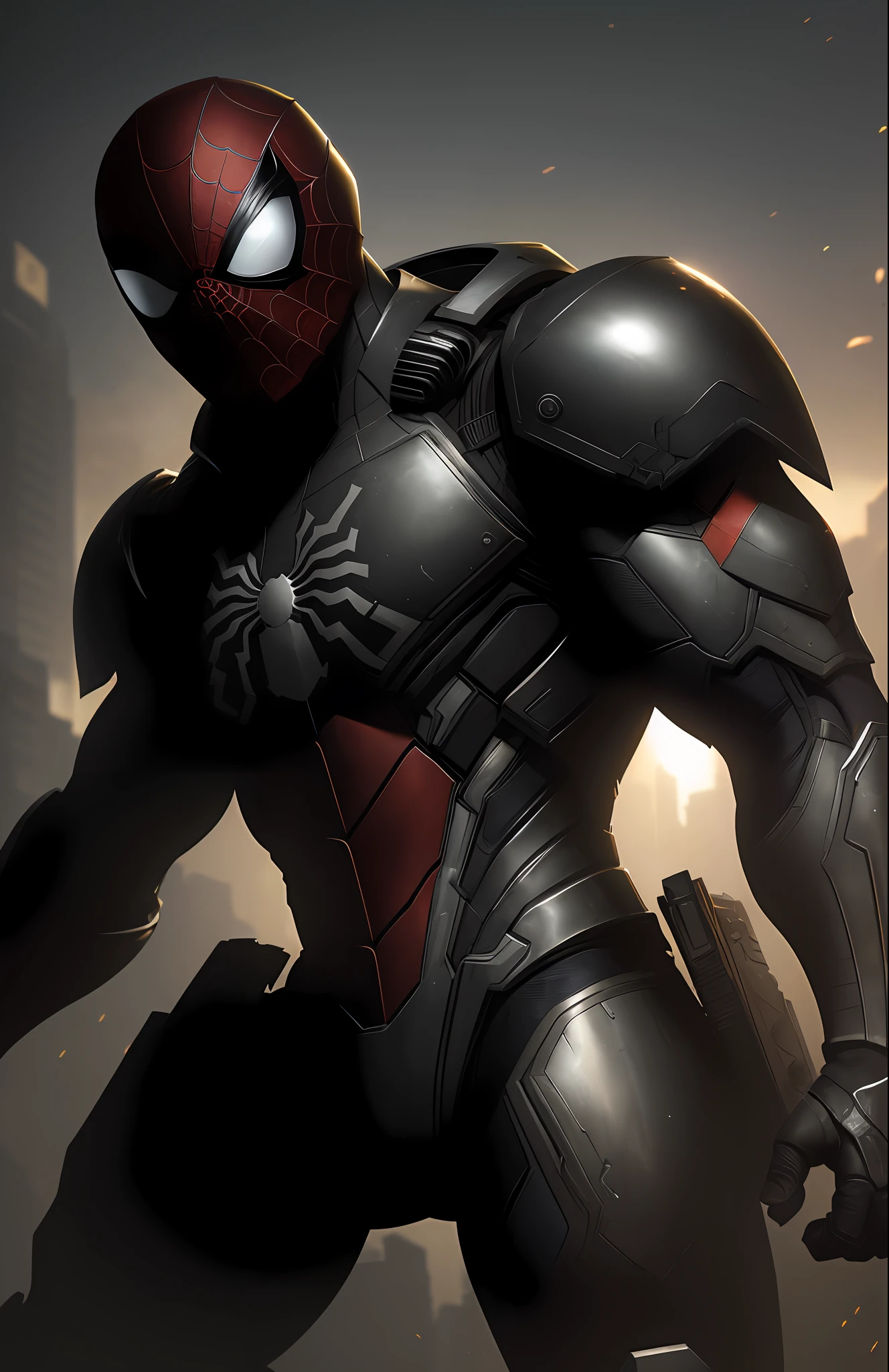 (dark shot: 1.1), epic realistic, Armor Spider-Man from Marvel, gradient yellow, black, brown and purple color scheme, grunge aesthetic!!! graffiti tag wall background, art by Greg Rutkowski and artgerm, soft cinematic light, Adobe Lightroom, darkroom, HDR, intricate, highly detailed, (depth of field: 1.4), faded, (neutral colors: 1.2), (hdr: 1.4), (muted colors: 1.2), hyper-detail (artstation: 1.4), cinematic, warm light, dramatic light (complex details: 1.1)