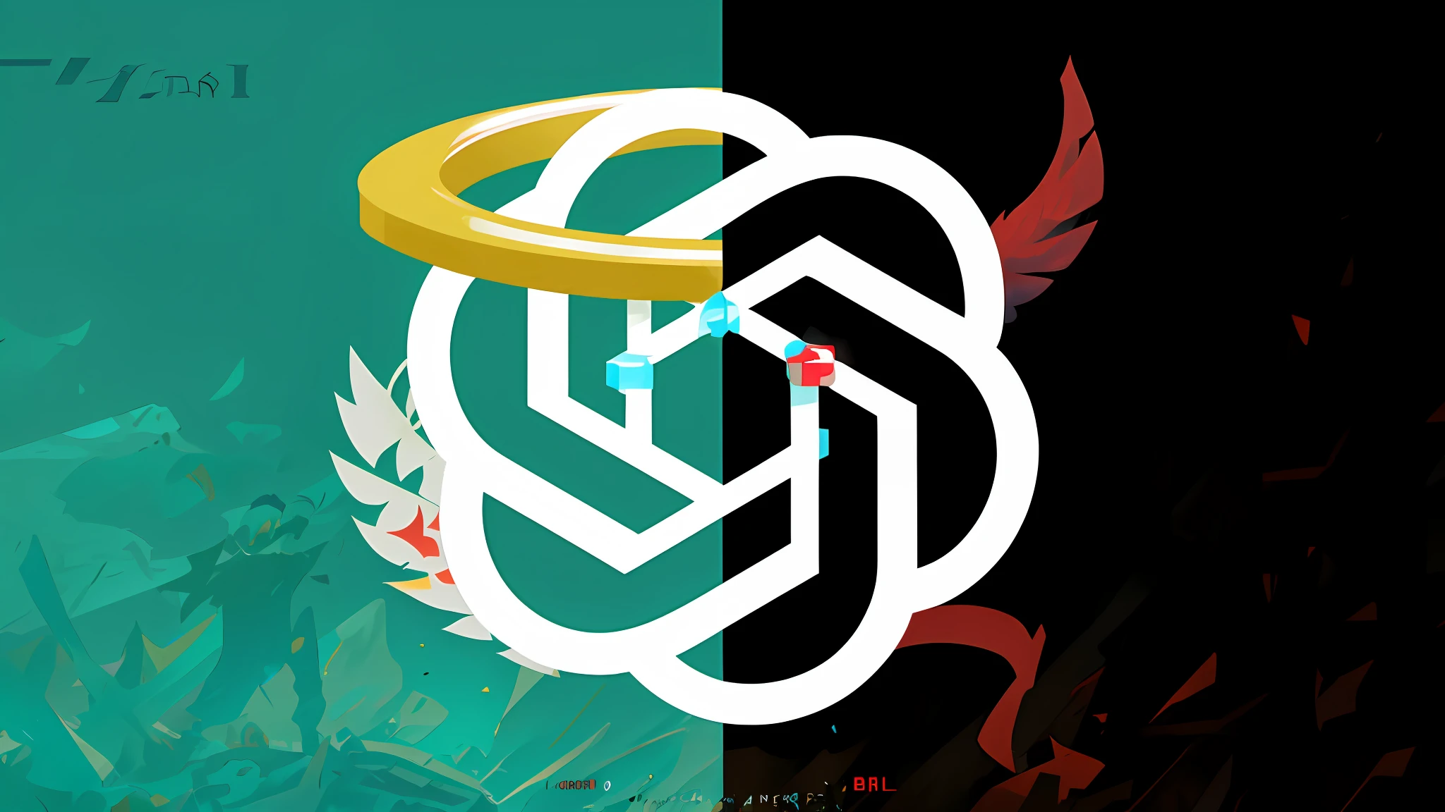 there is a white and gold ring with a red tail, logo without text, good and evil, roll 2 0, roll20, app icon, battle between good and evil, deviantart contest winner, red and cyan, stylized cyberpunk minotaur logo, unused design, game icon stylized, minimalist stylized cover art, discord profile picture, game icon