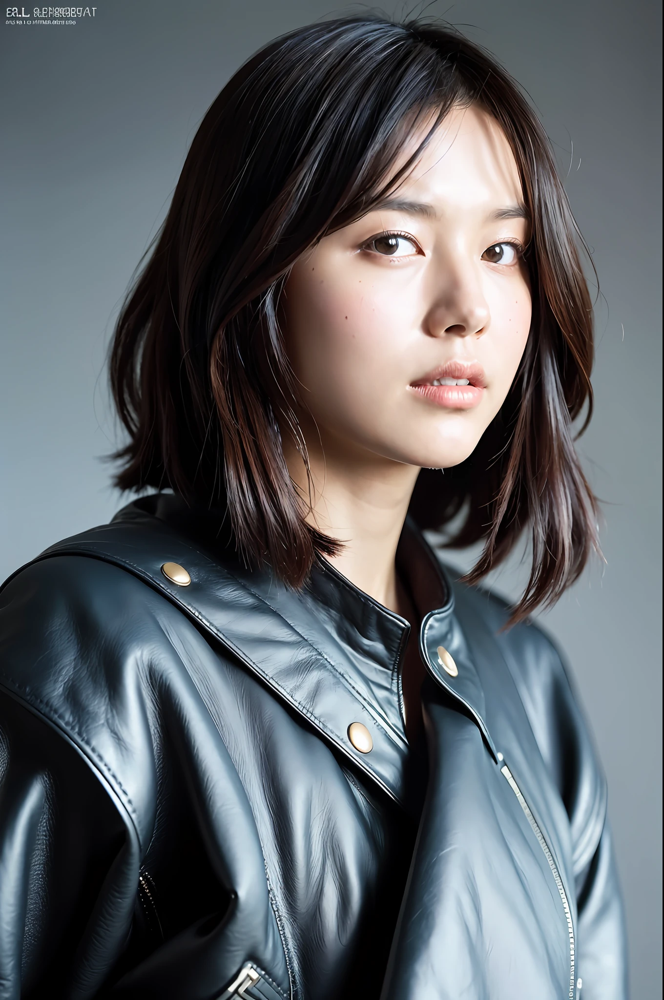 ((8k:1.27), highest quality, masterpiece, super high definition: 1.2) Cute Japan Woman Pictures (Beautiful: 1.1) (Sci-Fi Warrior Women: 1.1) Space Soldier, (Lewis Leather Jacket: 1.21) Intricate and elegant, fantasy, detail, geometric patterns by Greg Rutkowski and Alphonse Mucha, gradient lighting