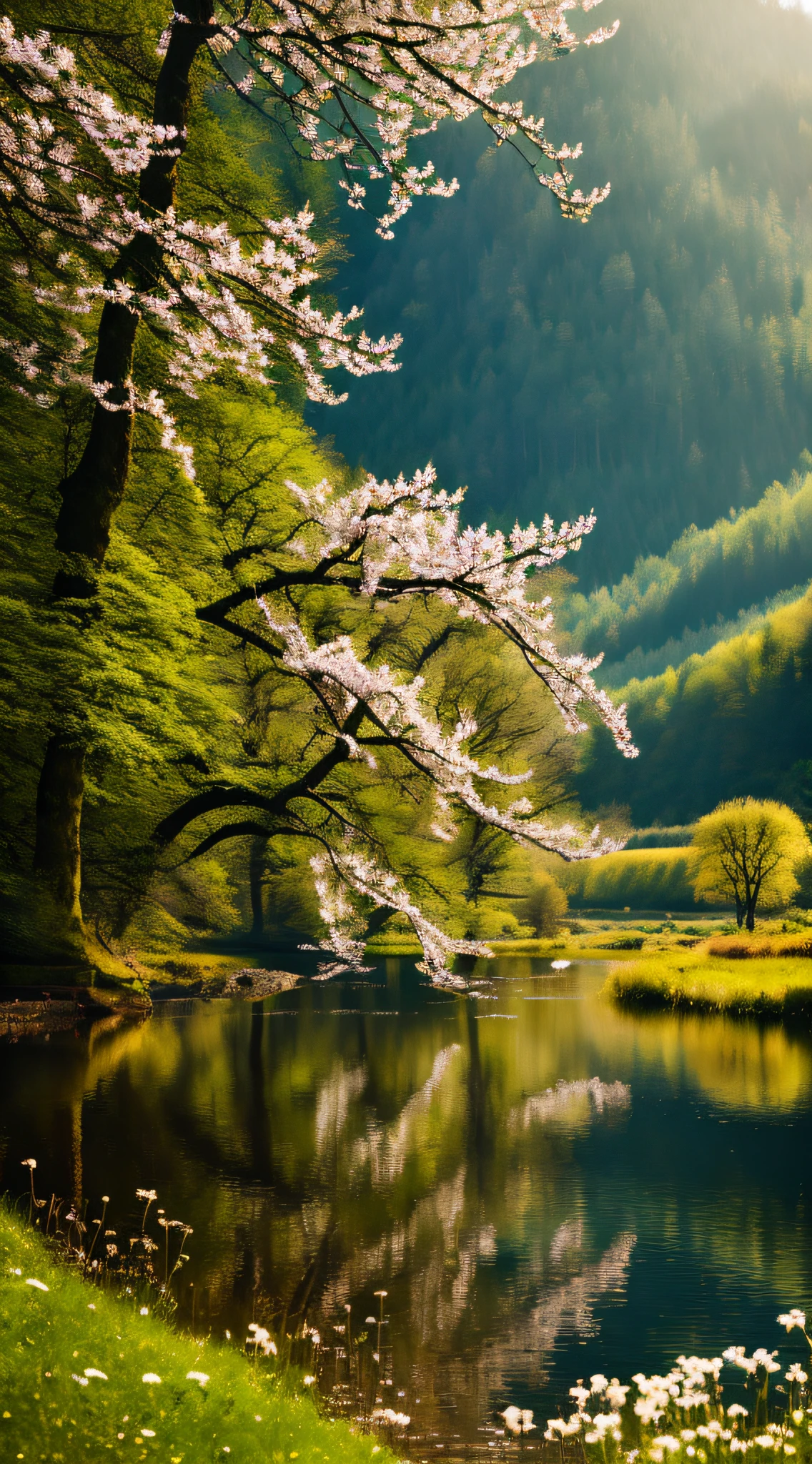 an extremely detailed photo of Czech nature scenery, surreal, spring time, detailed, intricate, elegant, lithe, highly detailed, digital painting, artstation, concept art, smooth, sharp focus, illustration