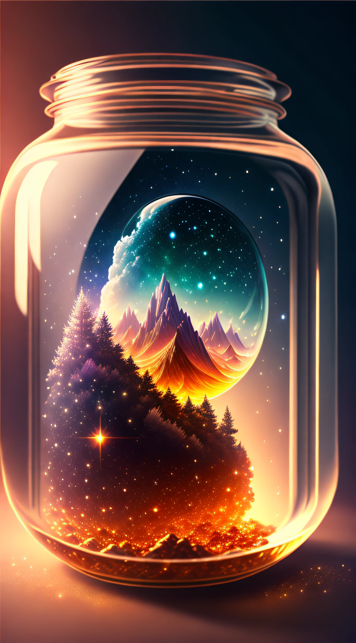 The entire universe is contained in a glass jar, ultra-realistic, ultra-detailed, dramatic lighting, 4K