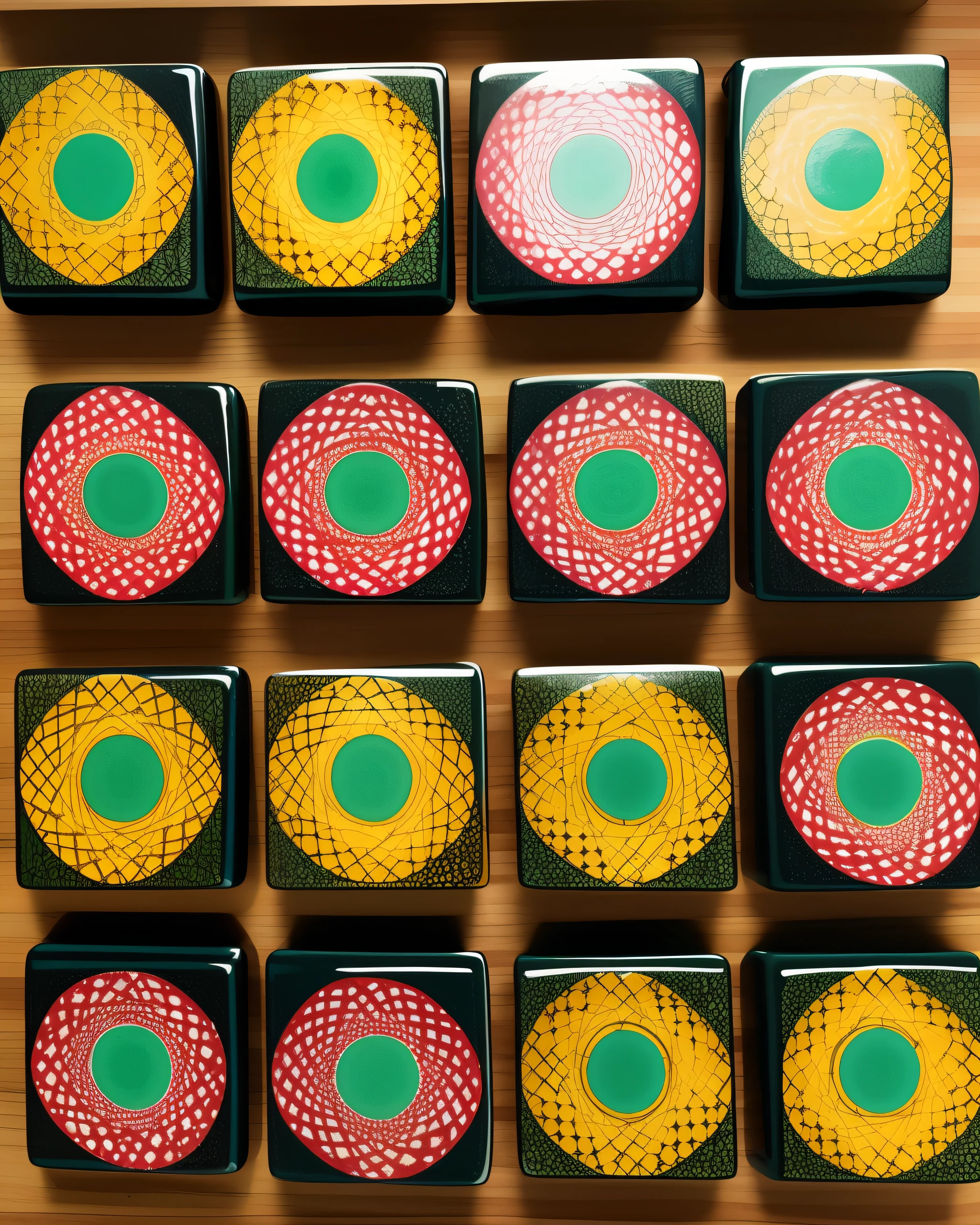 Best quality encaustic art with vibrant checkered patterns. Hot, thick melted wax blends into a beautiful multi-color masterpiece. --auto --s2