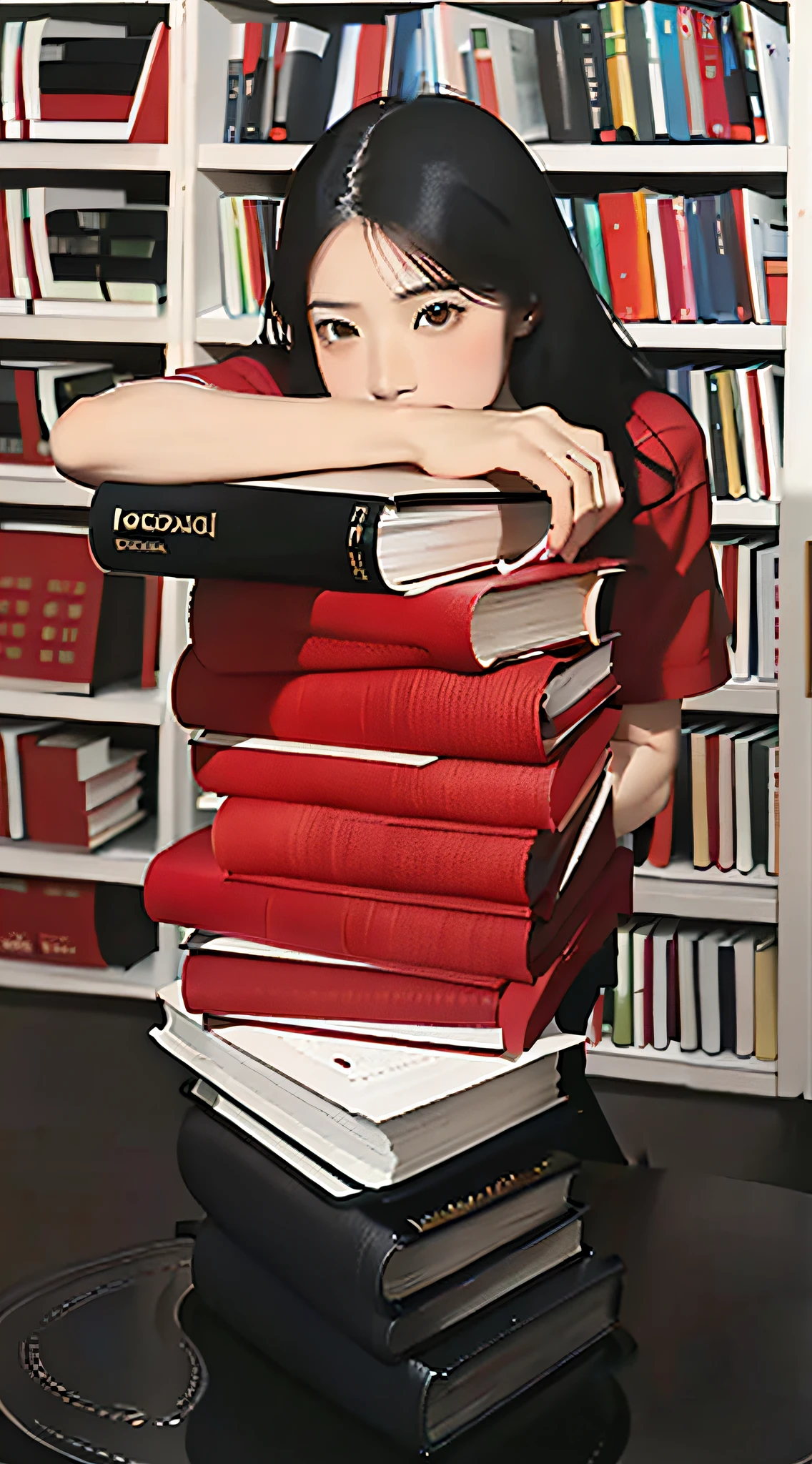 (Natural shape of a packed book: 1.2), a woman's red clothes after a book