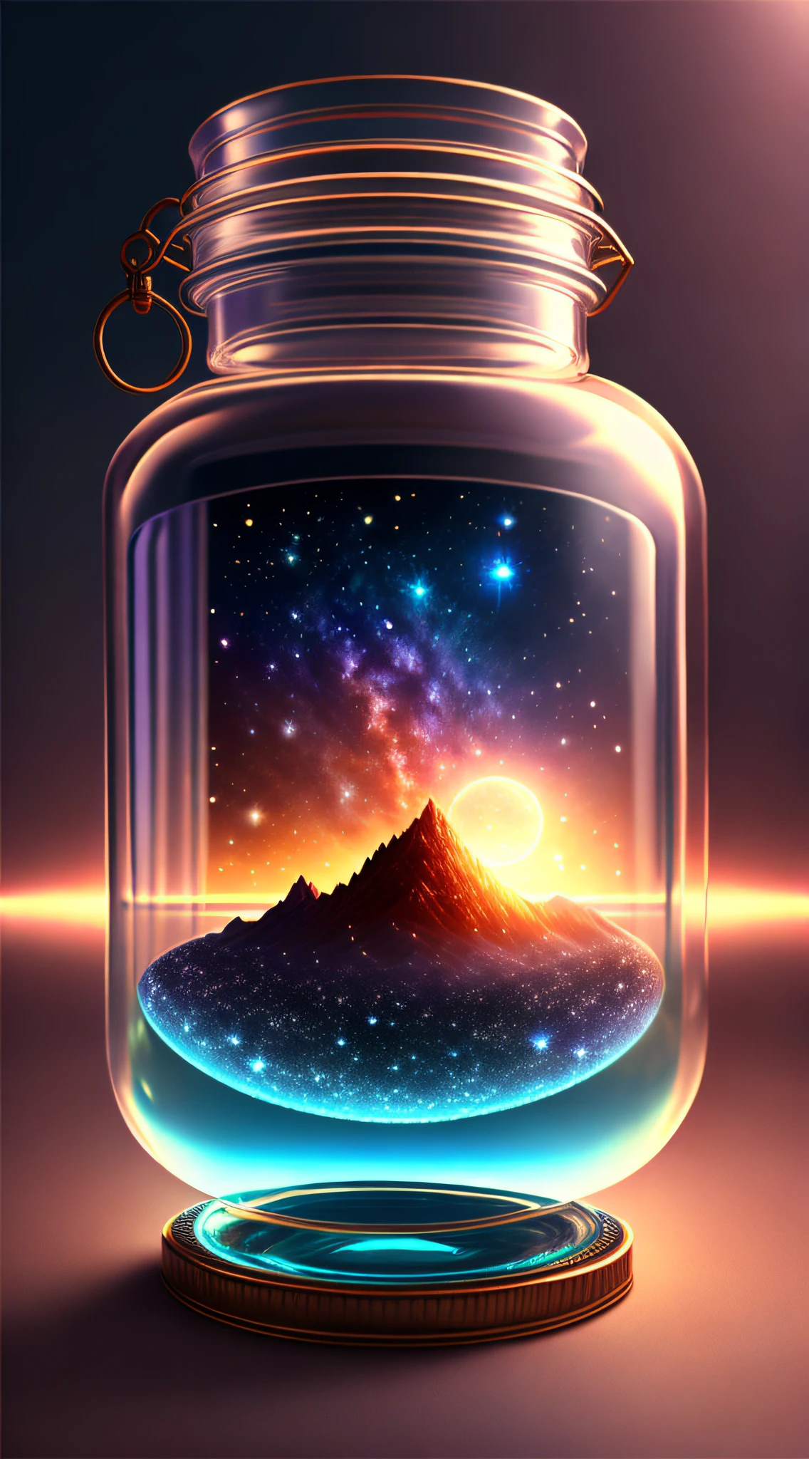 The entire universe is contained in a glass jar, ultra-realistic, ultra-detailed, dramatic lighting, 4K