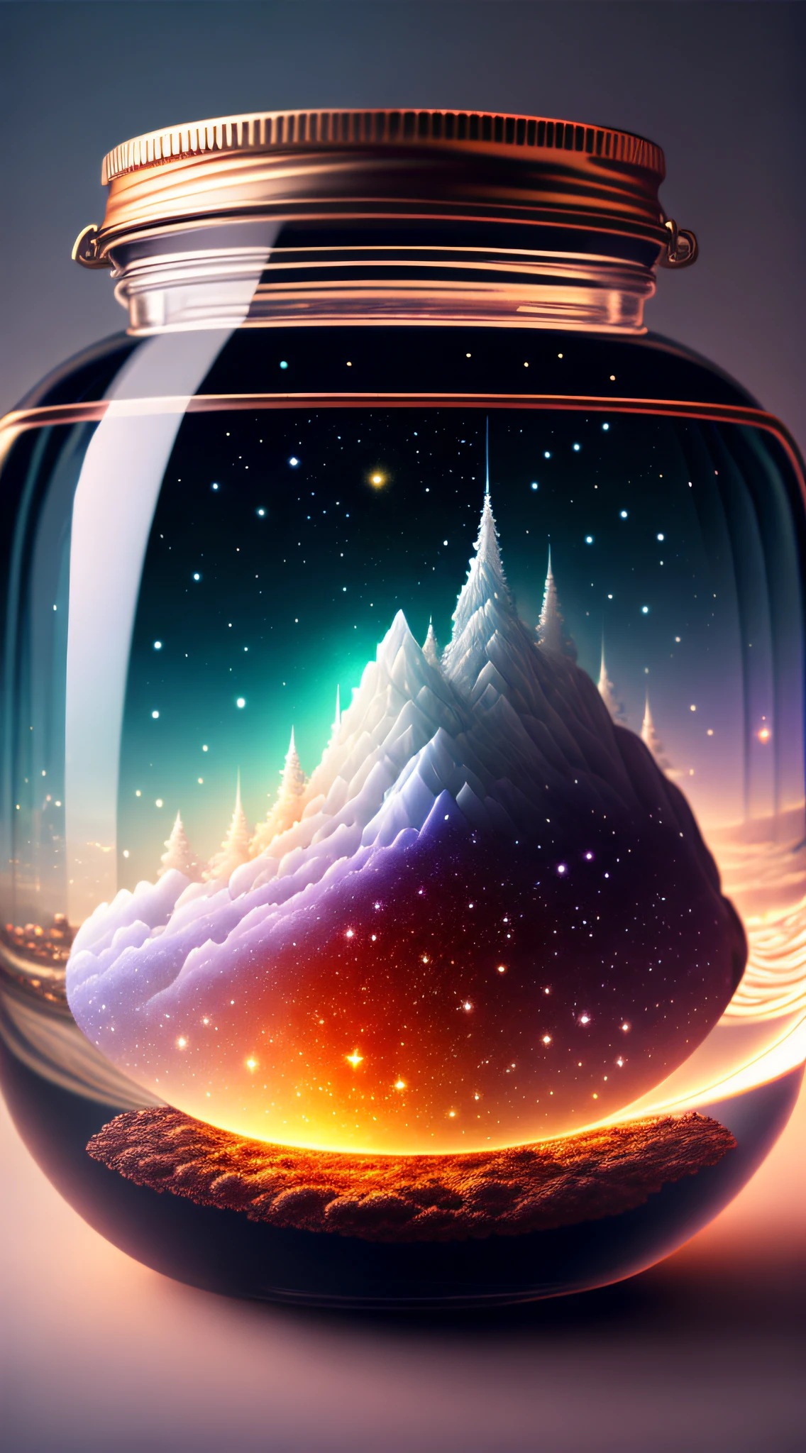 The entire universe is contained in a glass jar, ultra-realistic, ultra-detailed, dramatic lighting, 4K