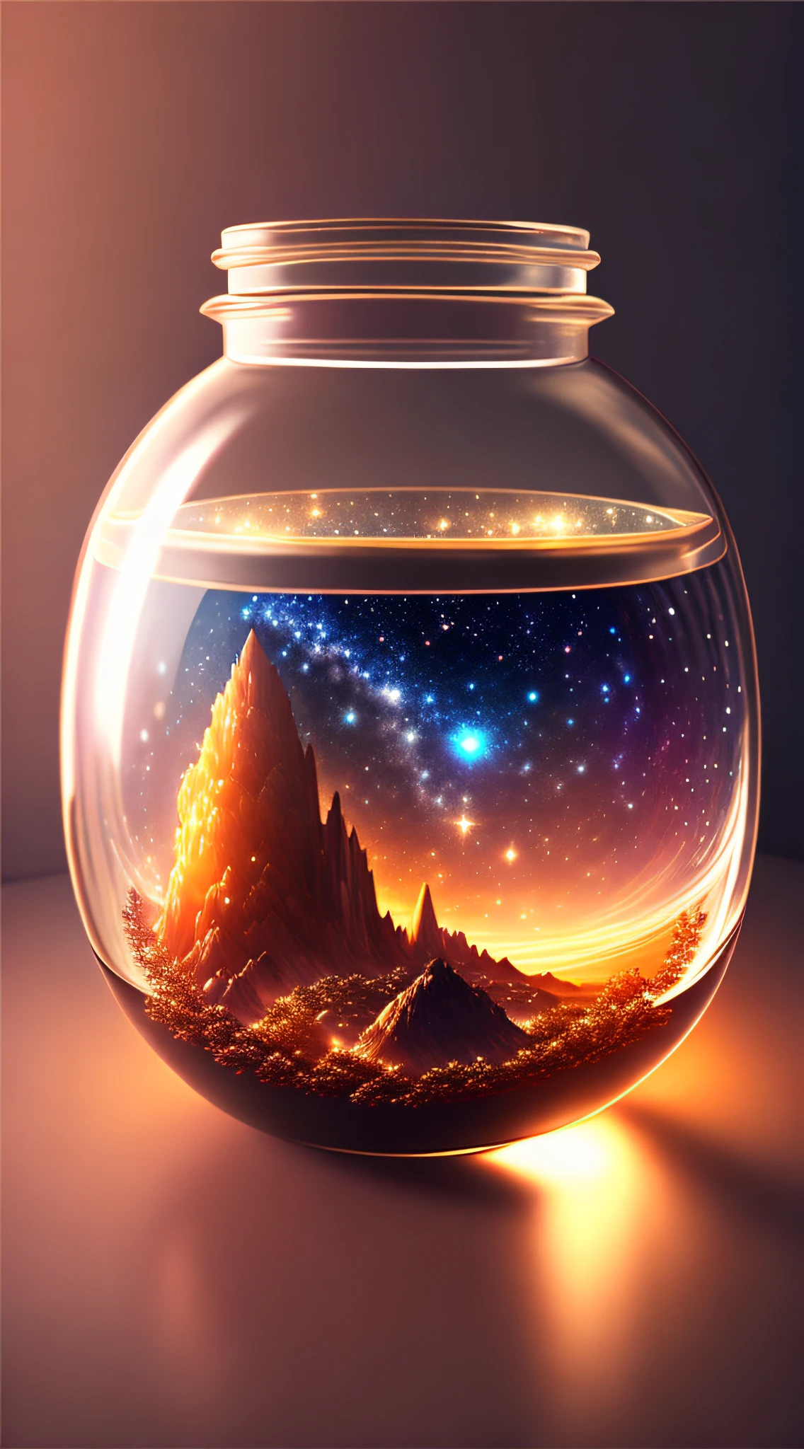 The entire universe is contained in a glass jar, ultra-realistic, ultra-detailed, dramatic lighting, 4K