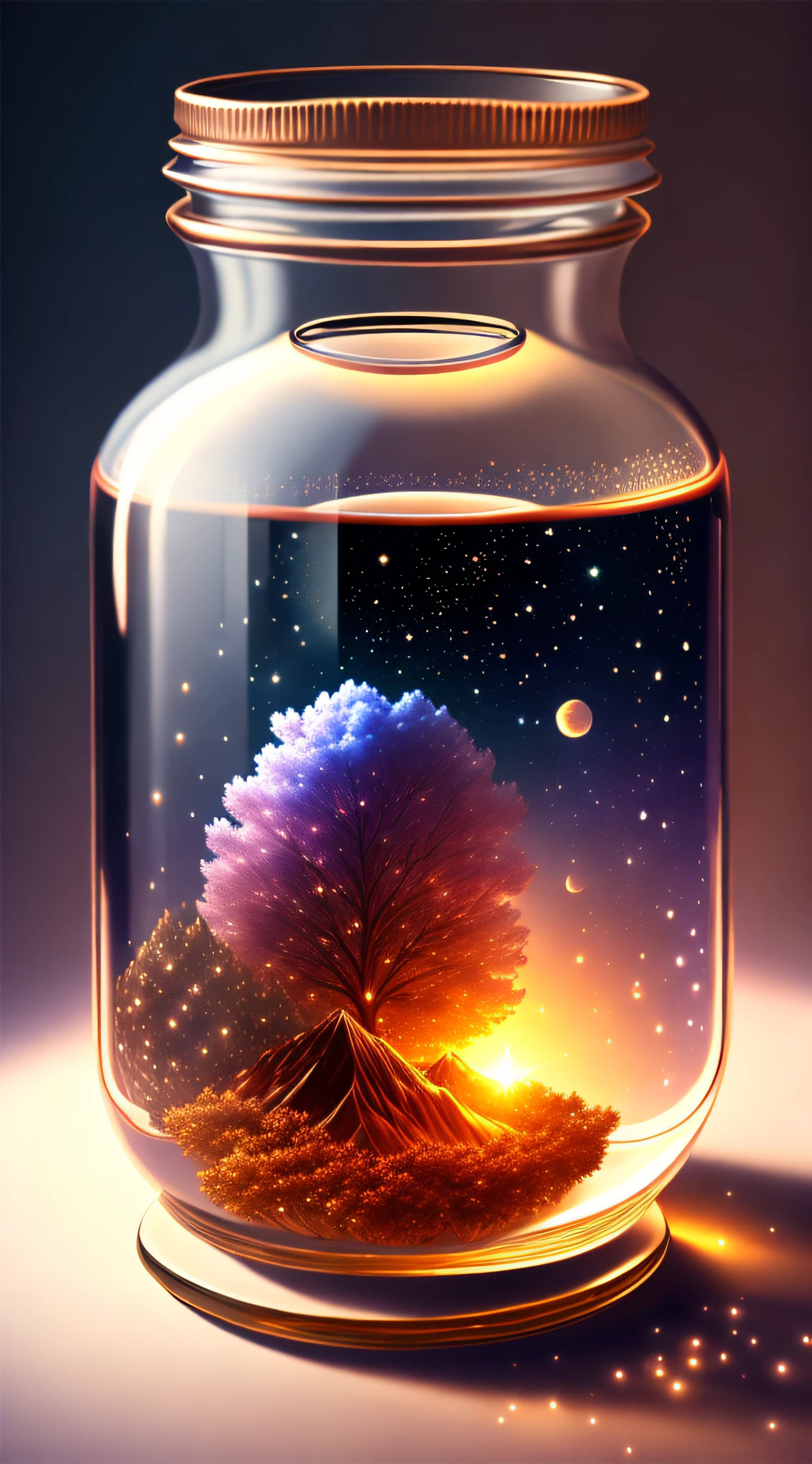 The entire universe is contained in a glass jar, ultra-realistic, ultra-detailed, dramatic lighting, 4K