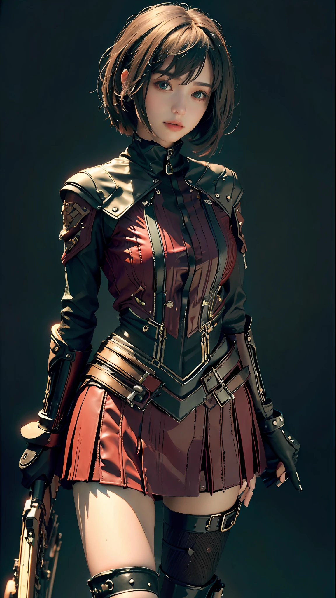 ((Best quality)), ((masterpiece)), (detailed: 1.4), 3D, woman wearing tomo Rider outfit