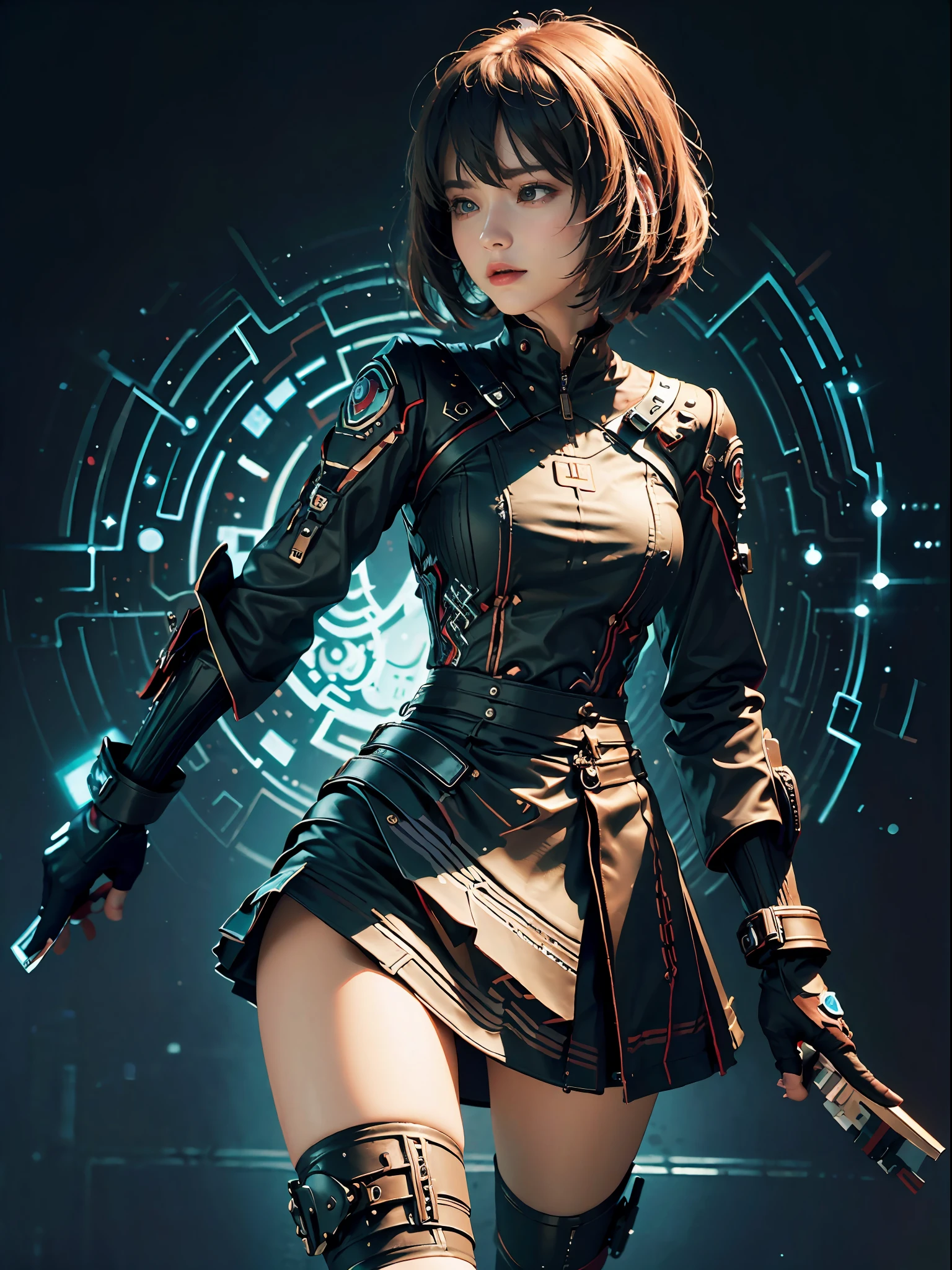 ((Best quality)), ((masterpiece)), (detailed: 1.4), 3D, woman wearing tomo Rider outfit