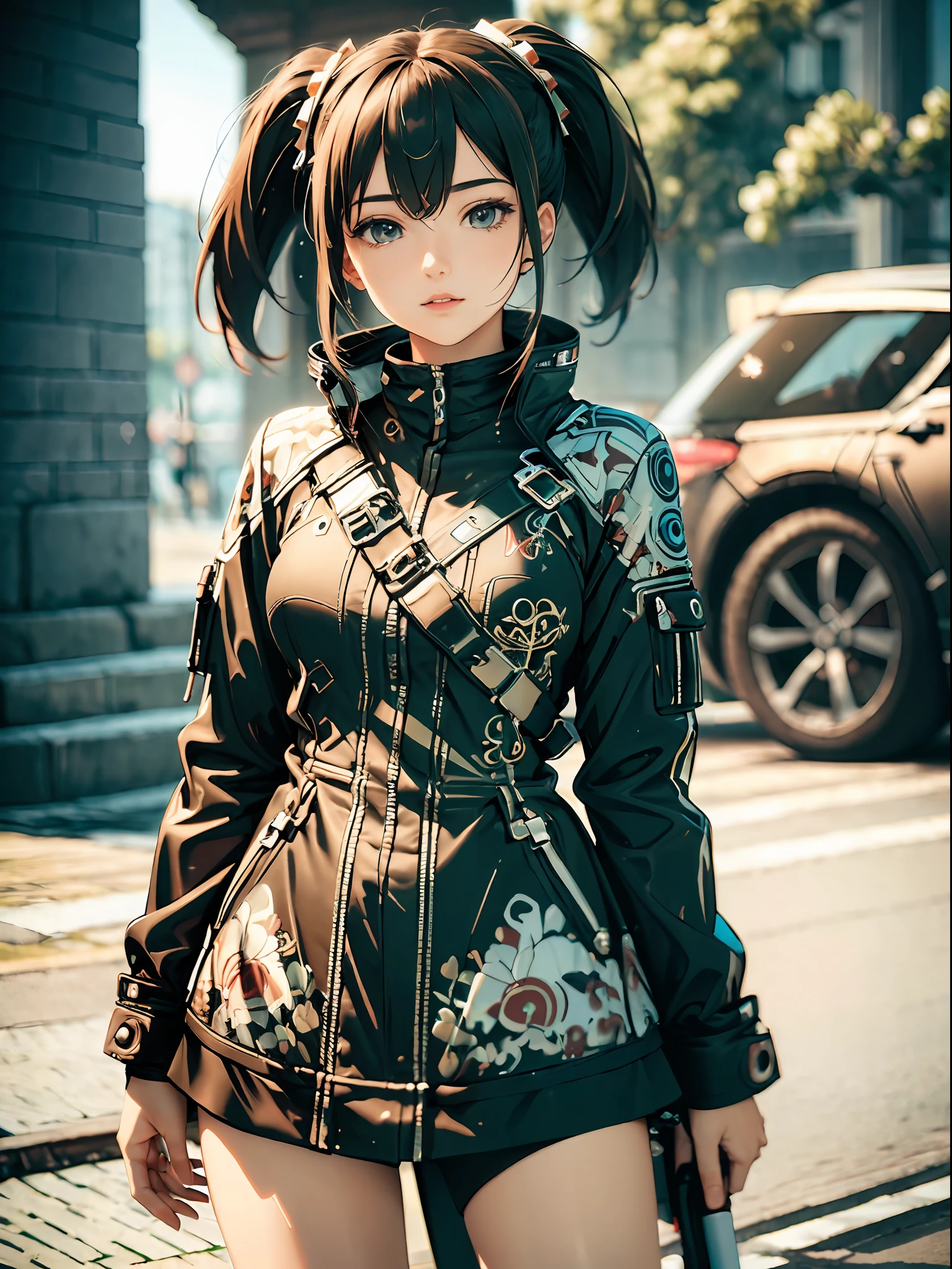 ((Best quality)), ((masterpiece)), (detailed: 1.4), 3D, woman wearing tomo Rider outfit