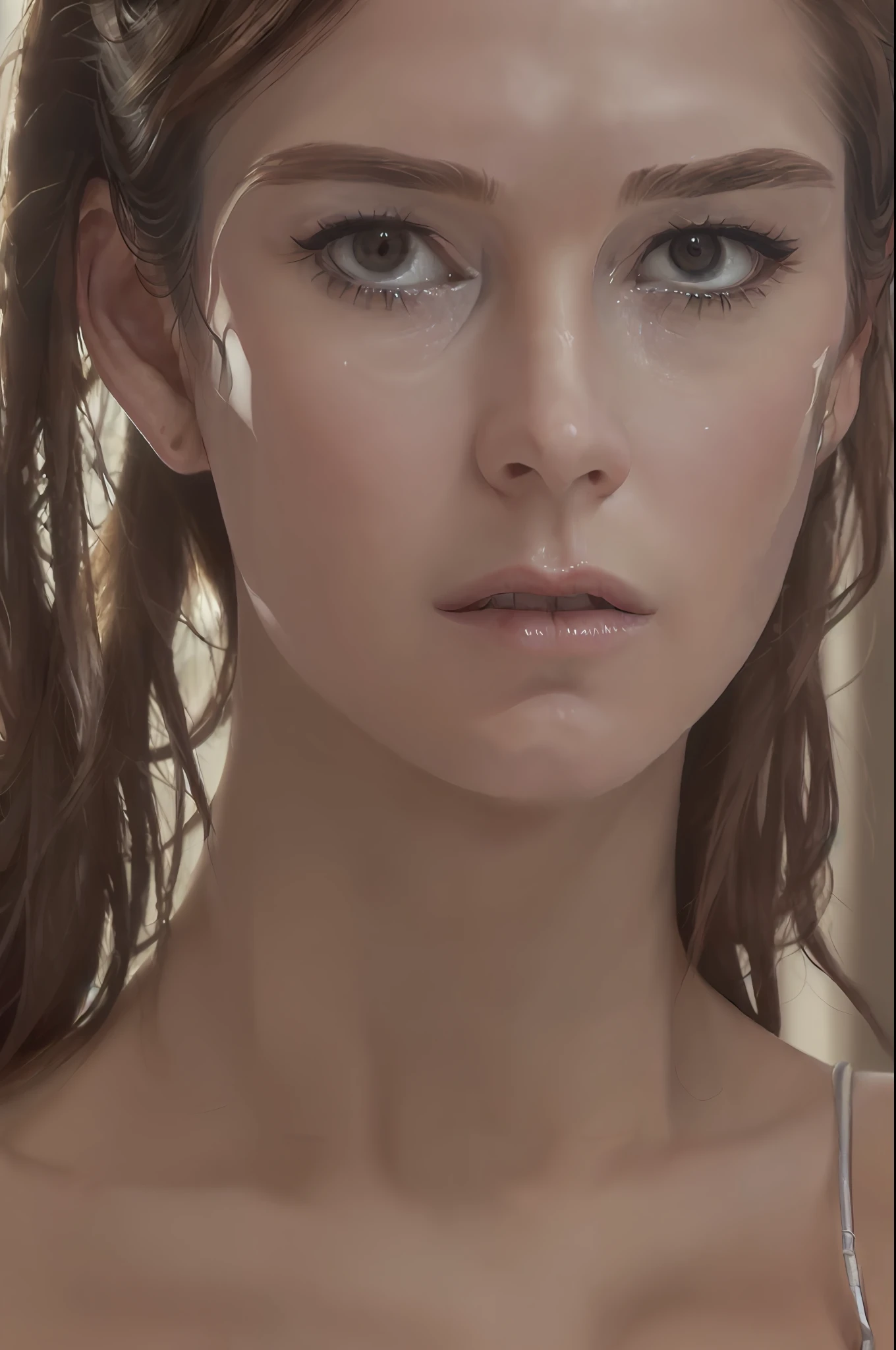 ((Best quality, 8k, Masterpiece :1.3)), Sharp focus :1.2, A pretty woman with perfect figure :1.4, Slender abs :1.2, ((Dark brown hair, Big breasts :1.2)),  Highly detailed face and skin texture, Detailed eyes, Double eyelid