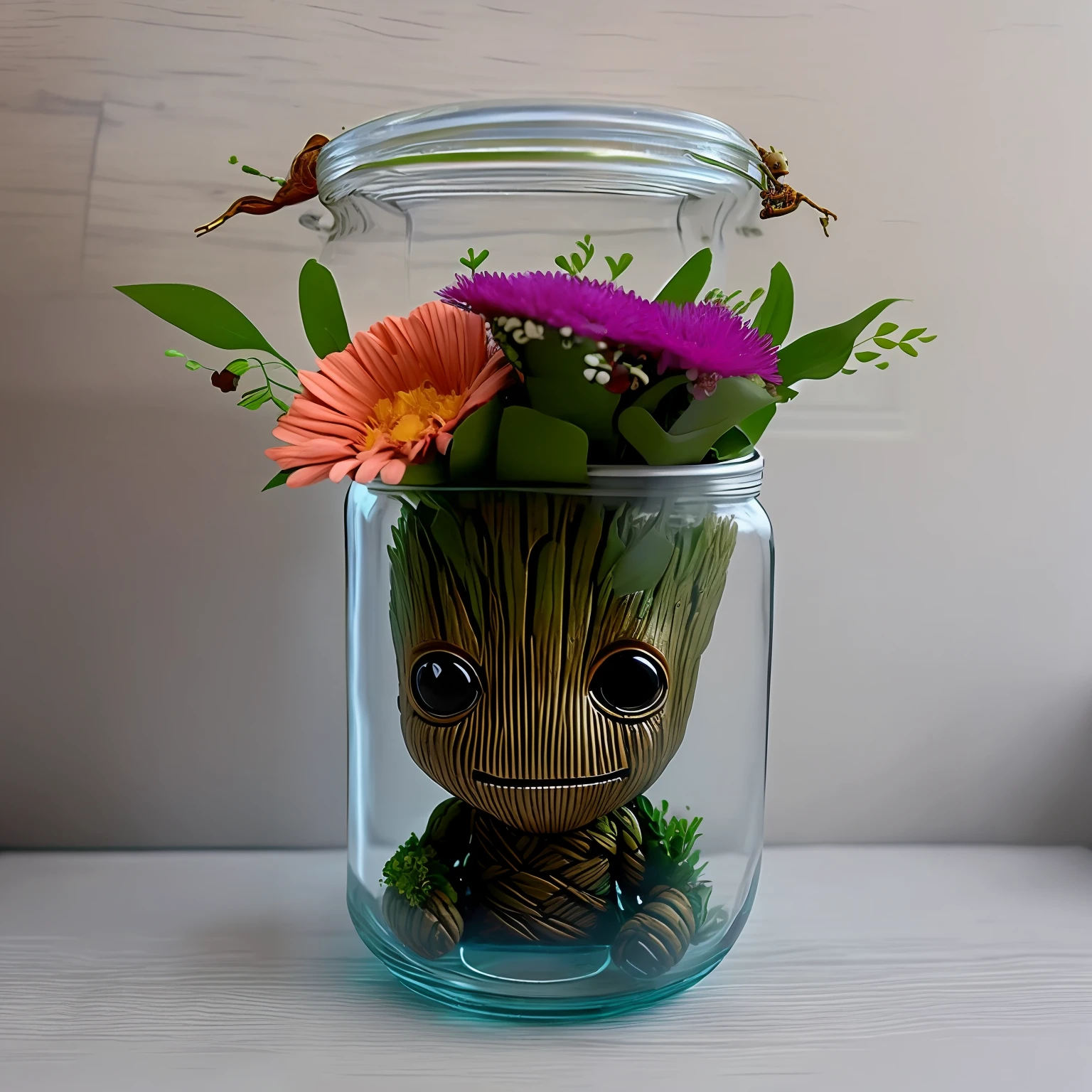Baby Groot Guardians of the Galaxy
Inside a glass jar with flowers