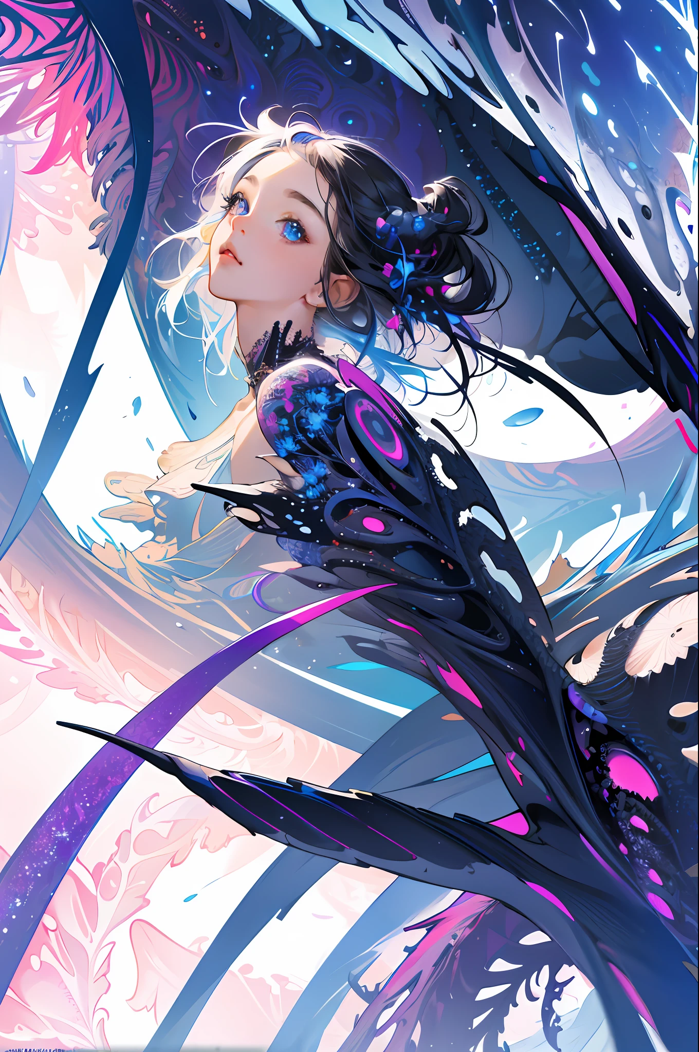 absurdres, highres, ultra detailed, 1girl, solo, extremely detailed eyes, (official art, beautiful and aesthetic:1.2), (1girl), extreme detailed,(fractal art:1.3),colorful,highest detailed