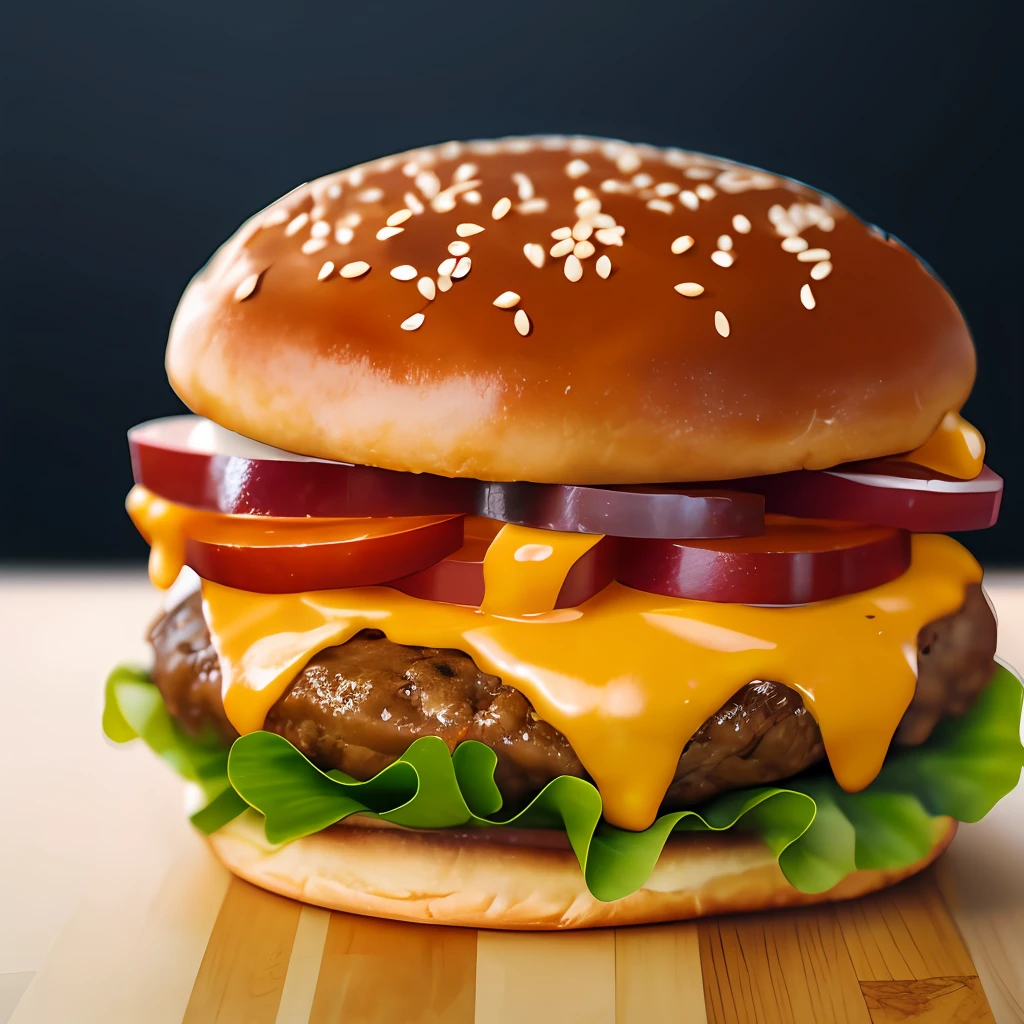hamburger, tasty, commercial photography, black block background --auto --s2