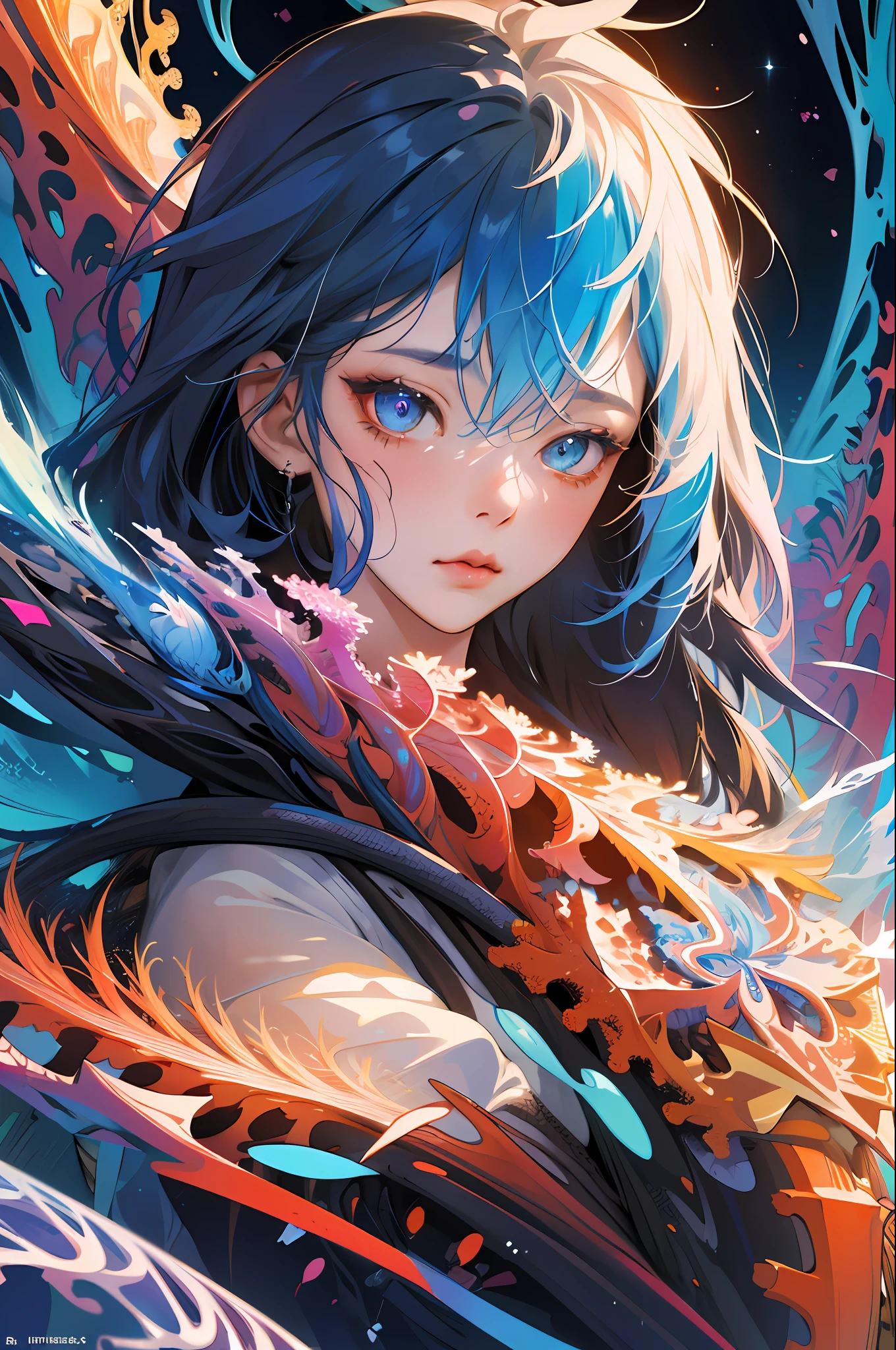 absurdres, highres, ultra detailed, 1girl, solo, extremely detailed eyes, (official art, beautiful and aesthetic:1.2), (1girl), extreme detailed,(fractal art:1.3),colorful,highest detailed