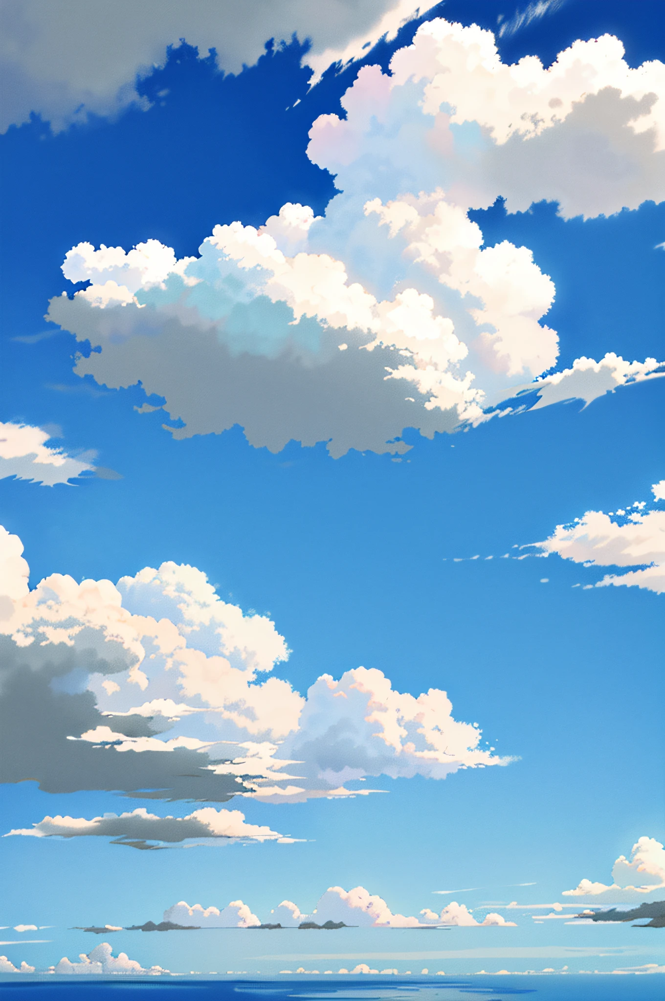 White clouds hung over the blue sky.