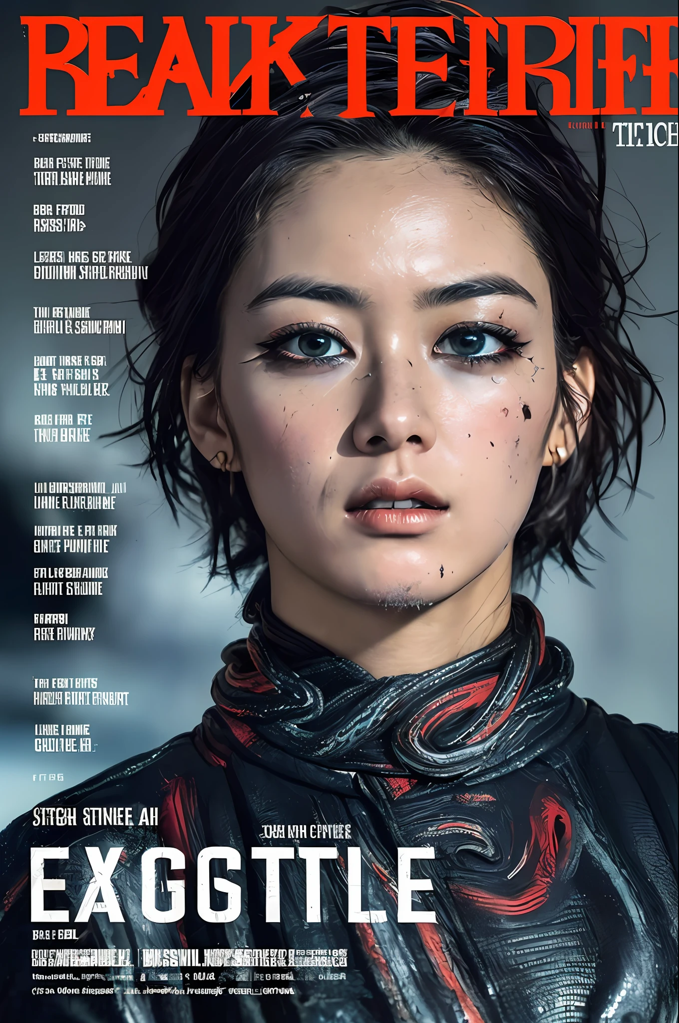 ((((dramatic))), (((gritty))), (((intense))) film poster featuring a young woman as the central character. She stands confidently in the center of the poster, wearing a stylish and edgy outfit, with a determined expression on her face. The background is dark and gritty, with a sense of danger and intensity. The text is bold and attention-grabbing, with a catchy tagline that adds to the overall feeling of drama and excitement. The color palette is mainly dark with splashes of vibrant colors, giving the poster a dynamic and visually striking appearance,tachi-e
(magazine:1.3), (cover-style:1.3), fashionable, woman, vibrant, outfit, posing, front, colorful, dynamic, background, elements, confident, expression, holding, statement, accessory, majestic, coiled, around, touch, scene, text, cover, bold, attention-grabbing, title, stylish, font, catchy, headline, larger, striking, modern, trendy, focus, fashion,