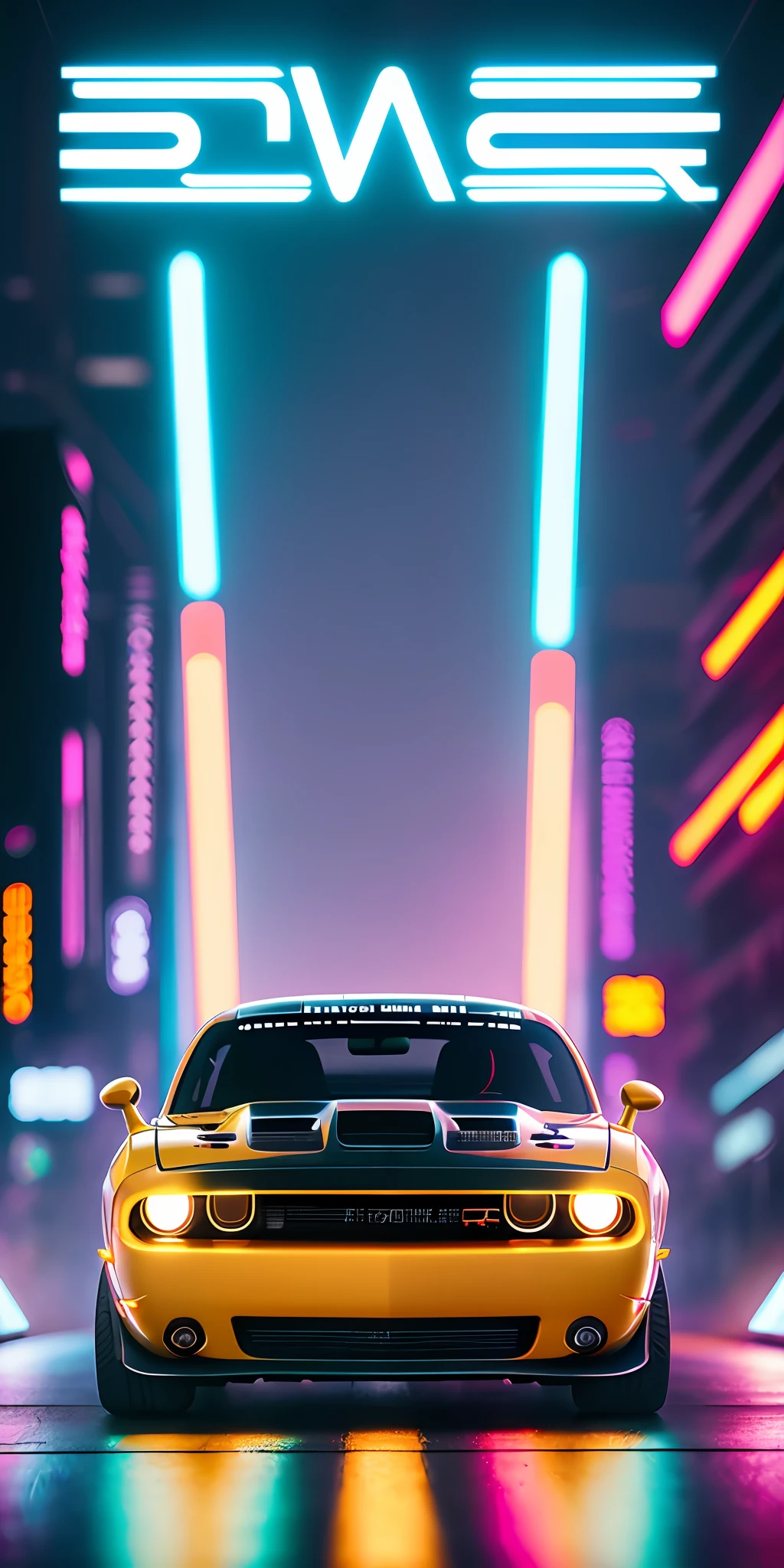 poster, High detail RAW color art, animation, airbrushing dodge challenger street racing, nitro acceleration, night neon Tokyo, sexy girls, (((ultradetaled))), ((cyberPunk)), light trail from high-speed driving, ((magical atmosphere)), wide screen, wallpaper 4k, smoke from under the wheels, tokyo drift, streaks of light, raytracing, subsurface scattering, diffused soft lighting, shallow depth of field, by (Oliver Wetter), by Stanley Kubrick, photographed on a Canon EOS R5, 180mm lens, F/2.8, ((sharp focus bokeh))