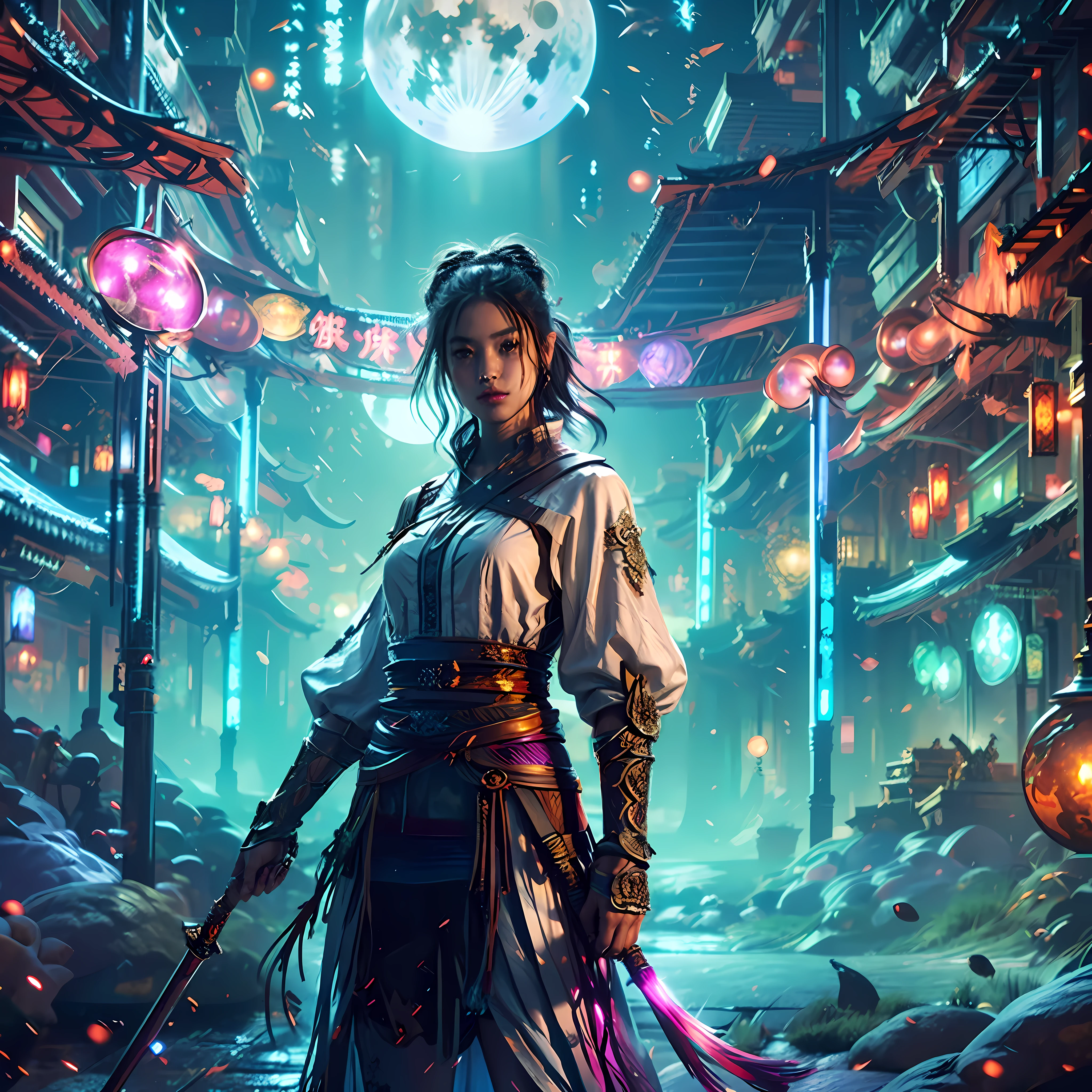 expansive landscape photograph , (a view from below that shows sky above and open field below), a girl standing on flower field looking up, (full moon:1.2), ( shooting stars:0.9), (nebula:1.3), distant mountain, tree BREAK production art, (warm light source:1.2), (Firefly:1.2), lamp, lot of purple and orange, intricate details, volumetric lighting, realism BREAK (masterpiece:1.2), (best quality), 4k, ultra-detailed, (dynamic composition:1.4), highly detailed, colorful details,( iridescent colors:1.2), (glowing lighting, atmospheric lighting), dreamy, magical, (solo:1.2)
负标签
(worst quality, low quality:1.4), (normal quality:1.4), ( easynegative:1.2), ng_deepnegative_v1_75t BREAK ((ugly:1.3)), split frame, out of frame, cropped, multiple fr, Collage, cropped, diptych, triptych, bad rt, black bar, close up, portrait photo,(bad proportion:1.2), (bad anatomy:1.