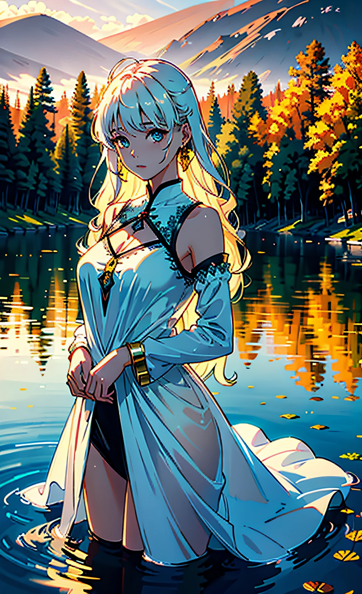 1 girl, serene expression, mesmerizing eyes, straight long hair, flowing dress, poised posture, porcelain skin, subtle blush, crystal pendant
BREAK
golden hour, (rim lighting):1.2, warm tones, sun flare, soft shadows, vibrant colors, painterly effect, dreamy atmosphere
BREAK
scenic lake, distant mountains, willow tree, calm water, reflection, sunlit clouds, peaceful ambiance, idyllic sunset, ultra detailed, official art, unity 8k wallpaper
, zentangle, mandala