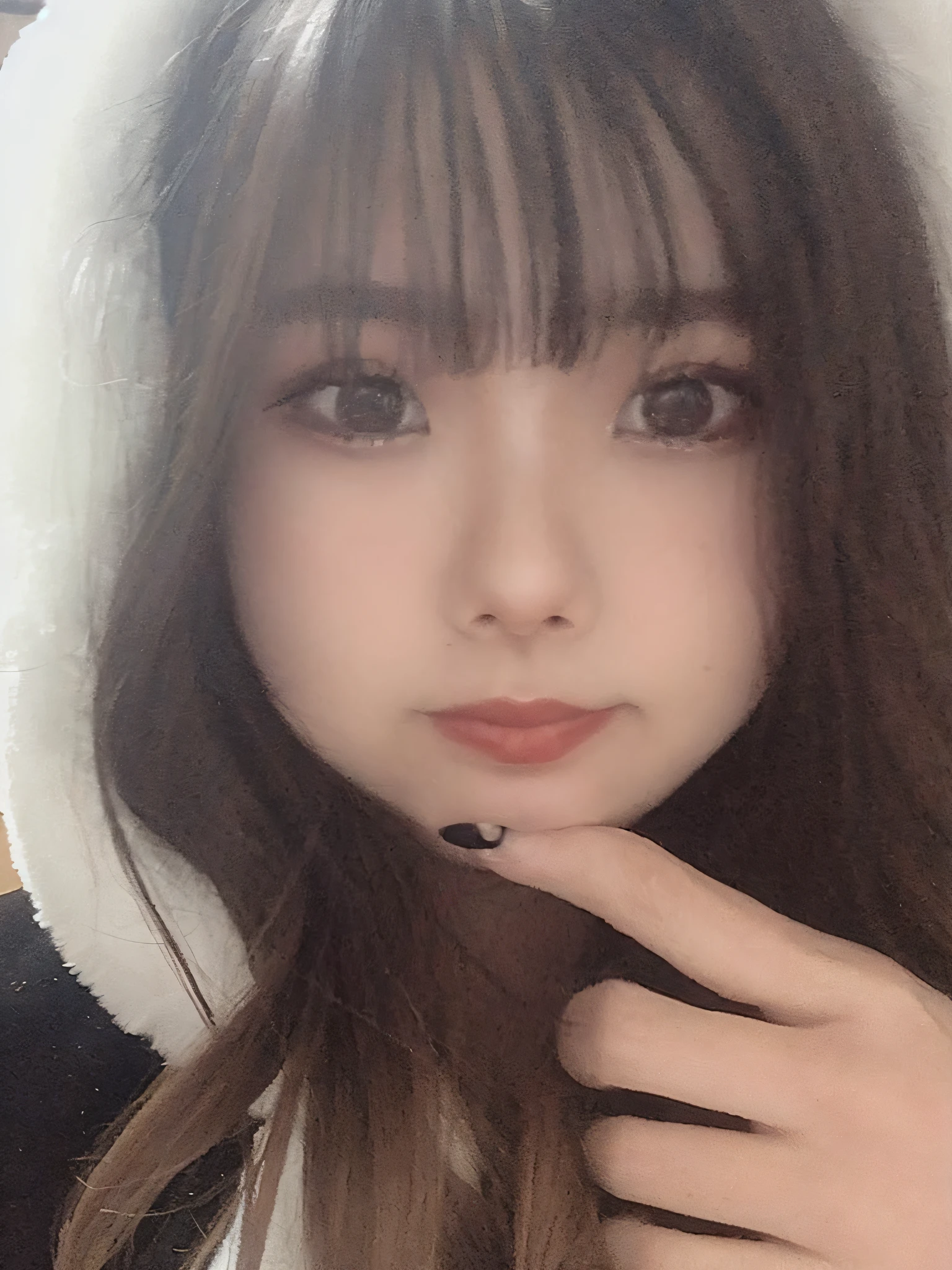 arafed asian woman with long brown hair wearing a white hat, ulzzang, cute natural anime face, lalisa manobal, wan adorable korean face, 奈良美智, girl cute-fine-face, young adorable korean face, with cute - fine - face, sakimichan, jaeyeon nam