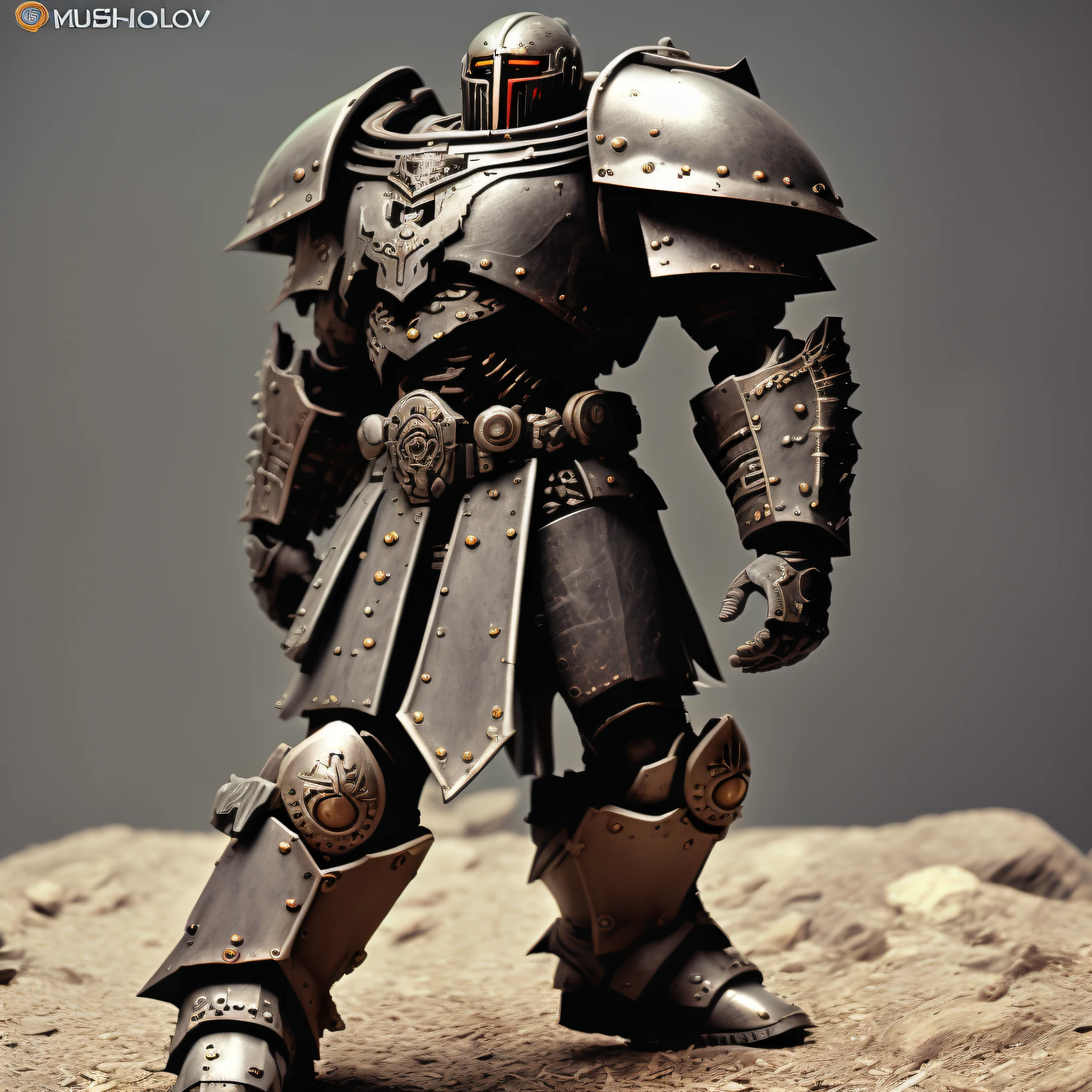 photo of intimidating (NeonMutation GrimKnights:1) Future Cyber Centurion standing, style by MushroomLove