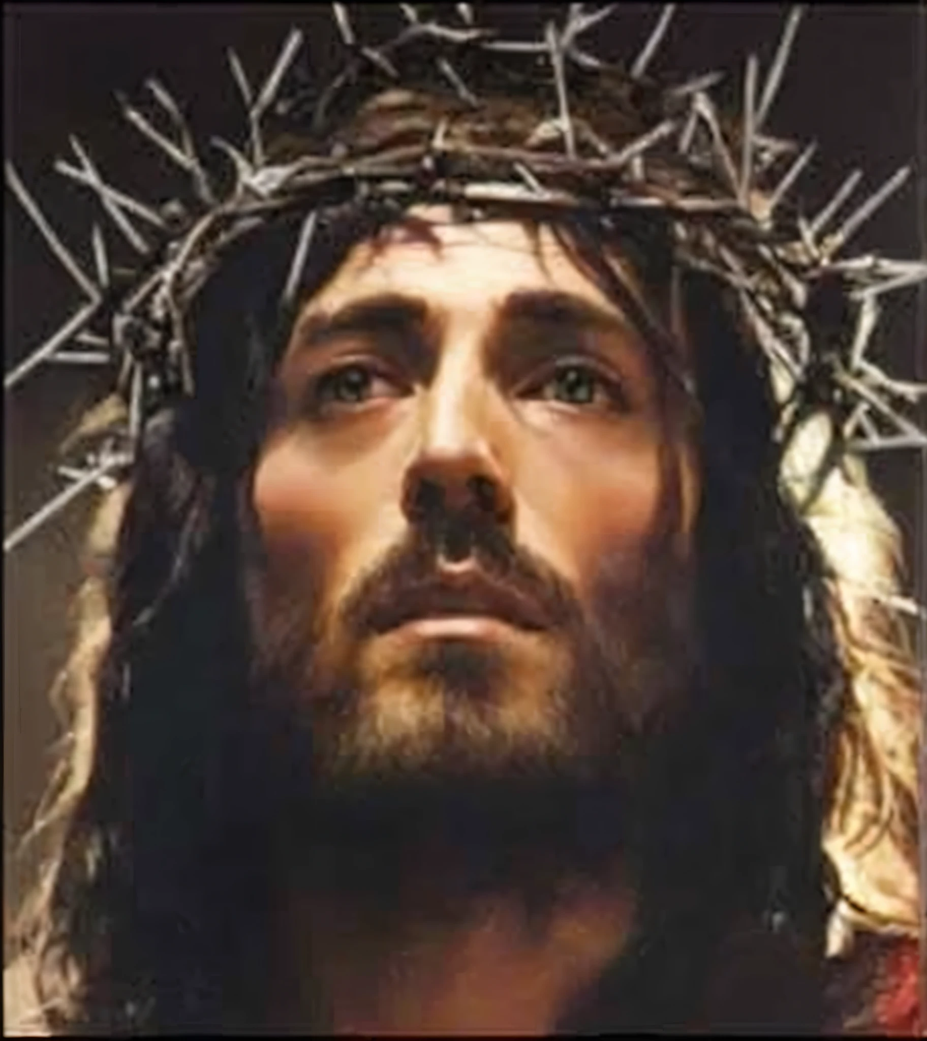 jesus with crown of thorns, jesus of nazareth, crown of thorns, jesus christ, jesus face, many crowns!! upon his head, jesus, jesus christ on the cross, jesus on cross, jesus on the cross, gigachad jesus, black jesus, very beautiful masterpiece, portrait of jesus christ, king of kings, dressed like jesus christ, the lord and savior