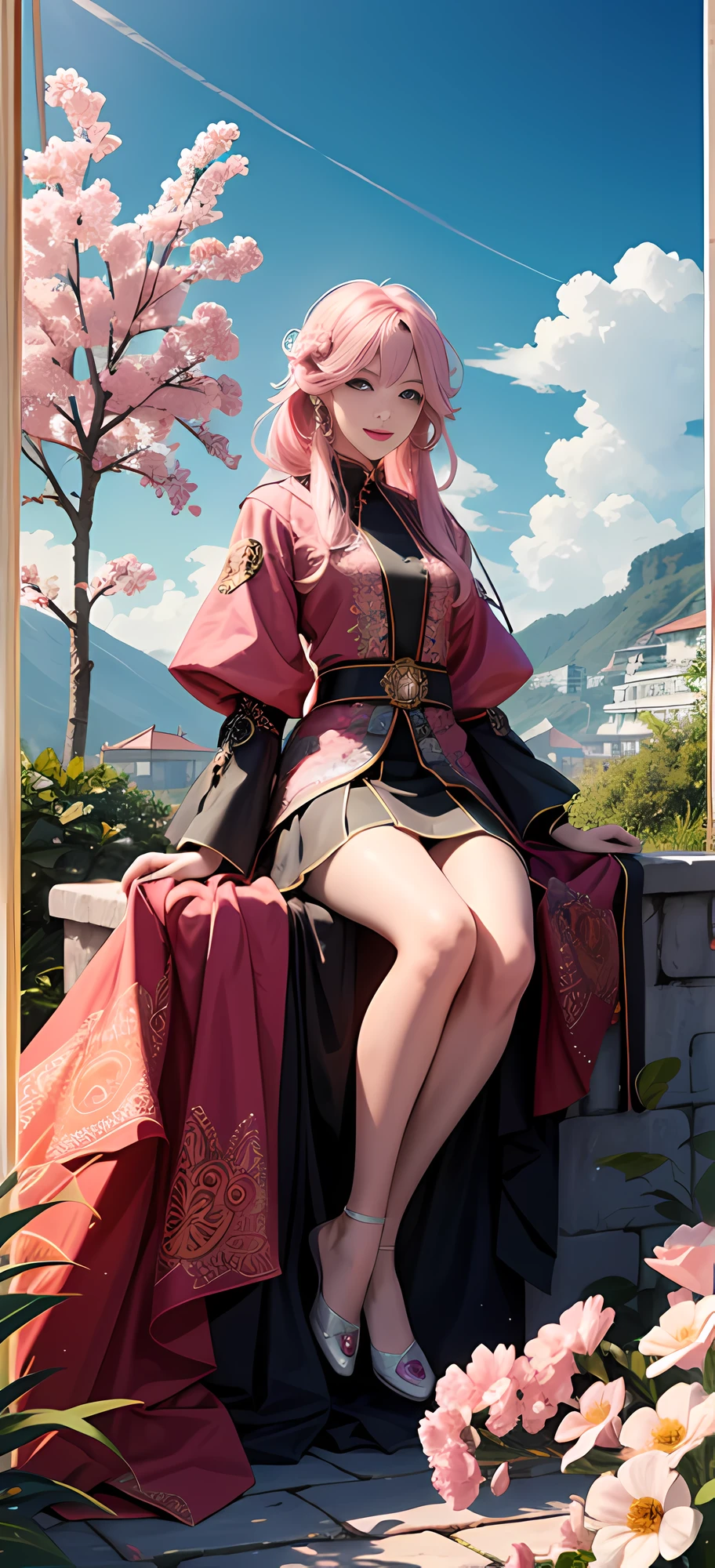 (Masterpiece, Top Quality, Best Quality, Official Art, Beauty and Aesthetics: 1.2), (1girl), Korean, (Smile), Extremely detailed, Colorful, Supreme Detailed, Uniform 8k wallpaper, Ultra detailed, Beautiful, Pale Pink hair color, (zentangle, flower, mandala, tangled, entangled), water art, surround, entangled, real, sci-fi background