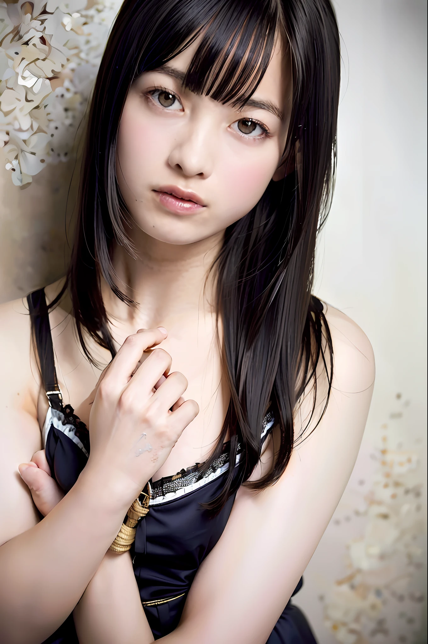 ((Top Quality, 8k, Masterpiece: 1.3)), Crisp Focus: 1.2, Beautiful Women with Perfect Figure: 1.4, Slender Abs: 1.2, (((Layer Cut, Big: 1.2)), Wet Body: 1.5, Highly Detailed Face and Skin Texture, Detailed Eyes, Double Eyelids, Very Short Hair, BDSM, Slave, Black Corset, Bondage, Collar, Restrained,From below,disdain,panties,bind arms with hemp rope,nsfw