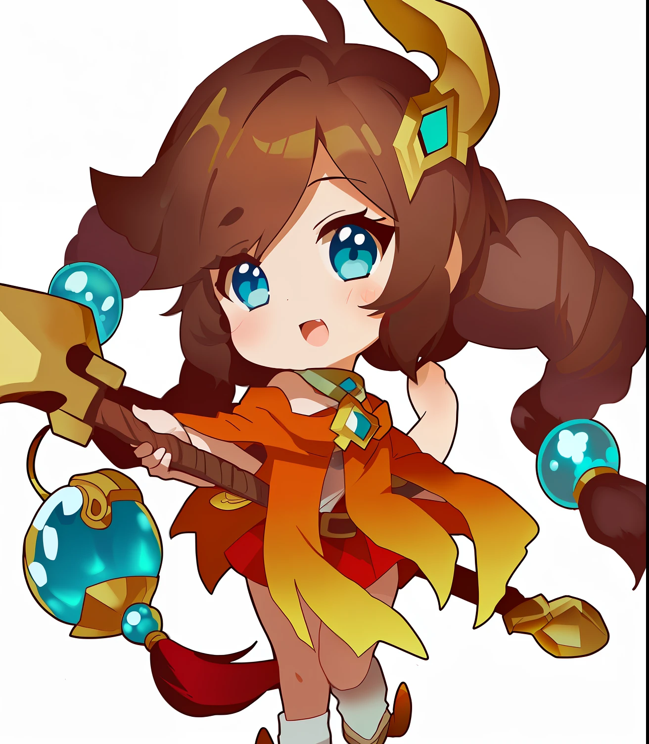 A cartoon image of a girl with a sword and a hat, Chibi, Maple Story character art, epic Mage Girl character, Cat ears