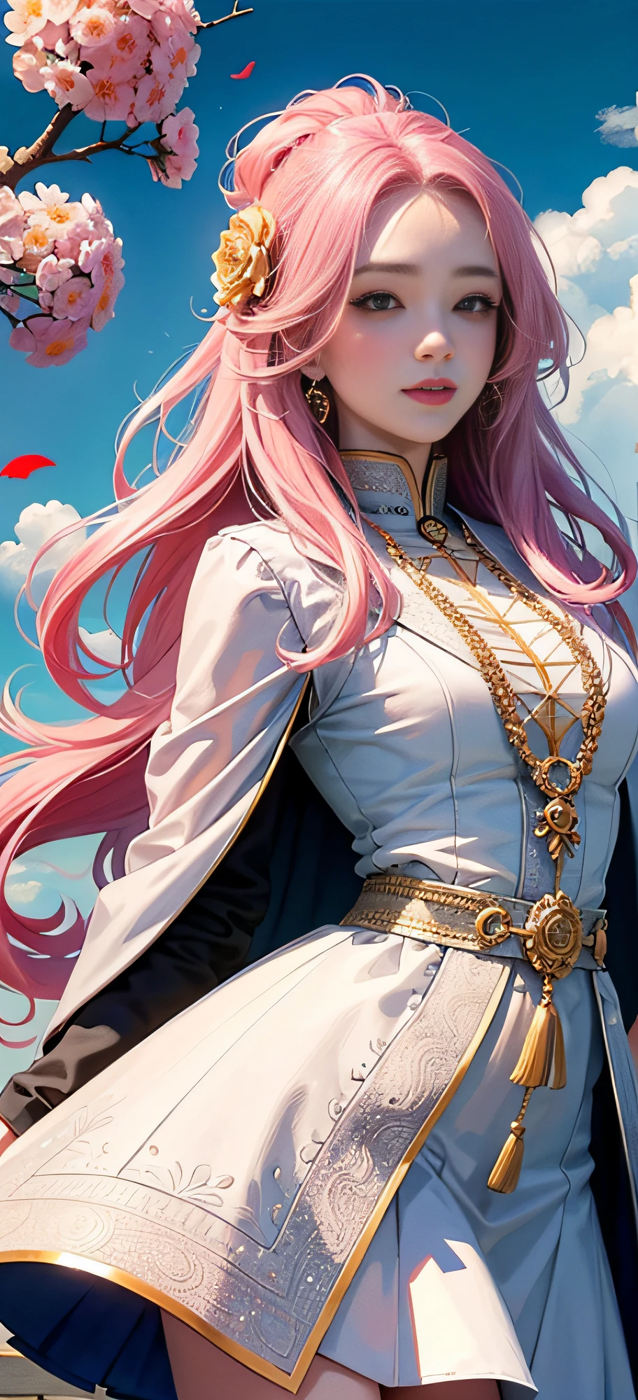 (Masterpiece, Top Quality, Best Quality, Official Art, Beauty and Aesthetics: 1.2), (1girl), Korean, (Smile), Extremely detailed, Colorful, Supreme Detailed, Uniform 8k wallpaper, Ultra detailed, Beautiful, Pale Pink hair color, (zentangle, flower, mandala, tangled, entangled), water art, surround, entangled, real, sci-fi background