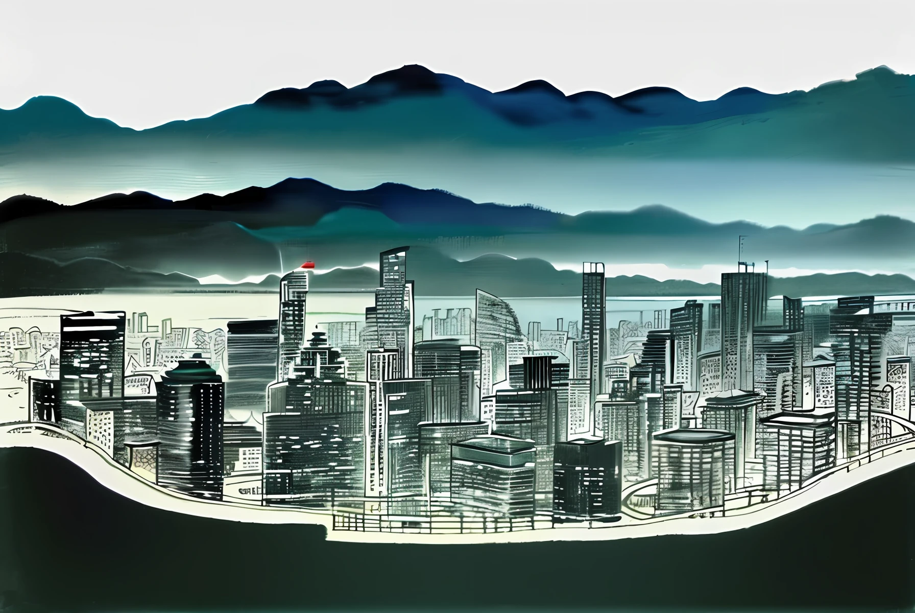 City, landscape, aesthetic, Q version, area, realism