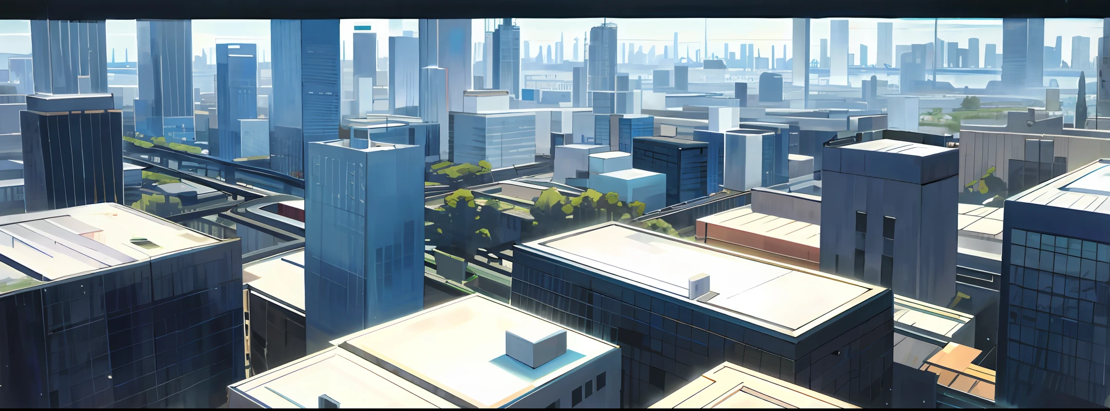 City, landscape, block, area, postmodern art