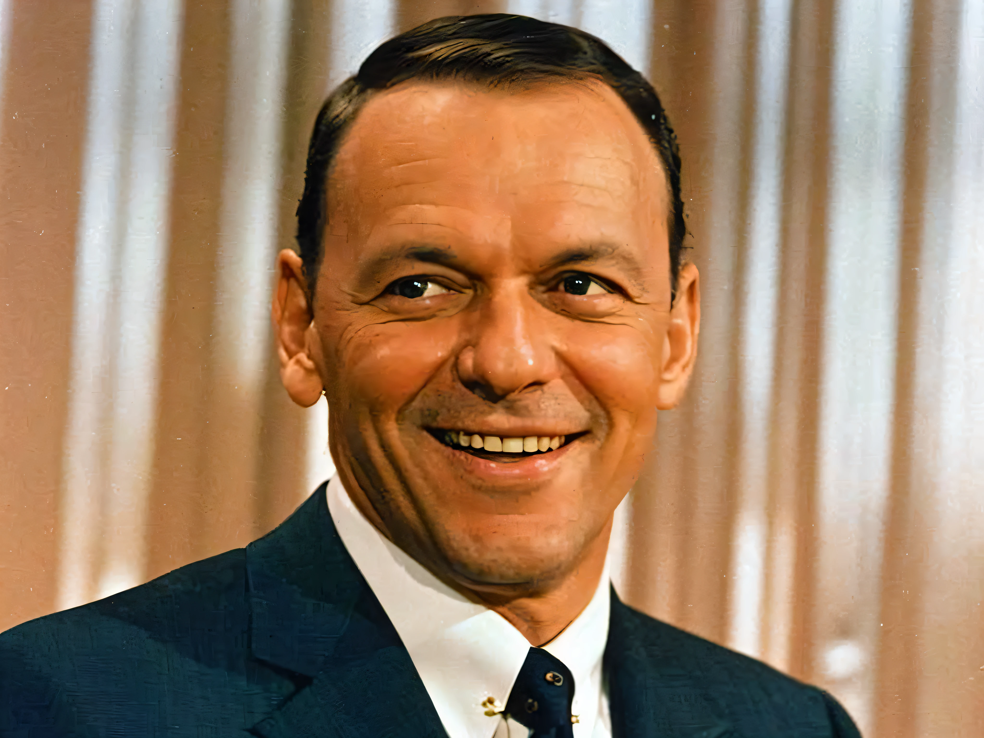 arafed man in a suit and tie smiling for a picture, frank sinatra, bob, senator armstrong, giddy smirk, by Howard Knotts, smug smirk, norman rockwel, actor, deak ferrand, smug look, very slightly smiling, smug smile, actors, smug grin, eddie h. hinestroza, promo image, sam, walter