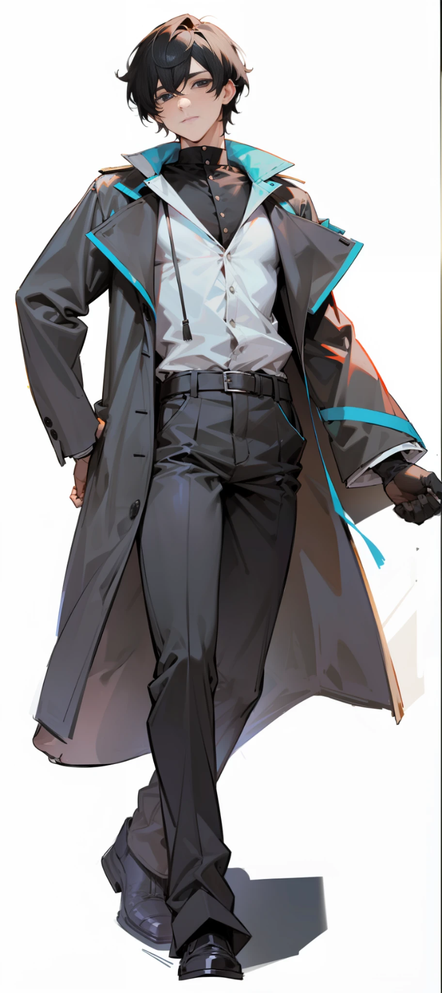 The whole body of the black-haired man, black eyes, dead eyes