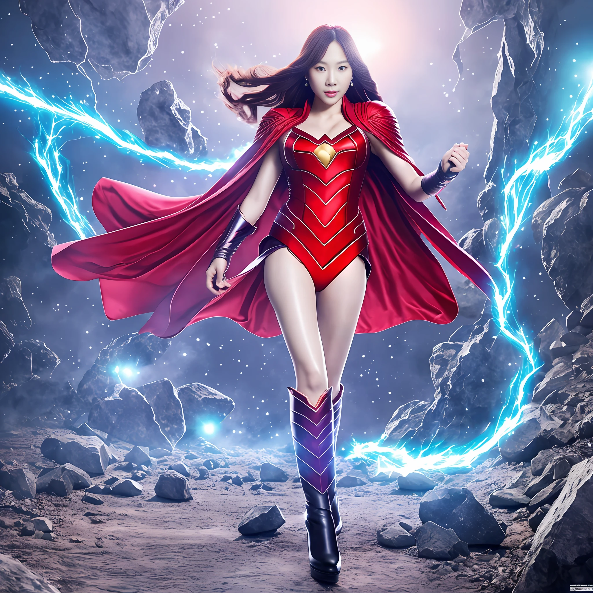 Kim Tae-yeon female superhero supernova prime minister full body photo