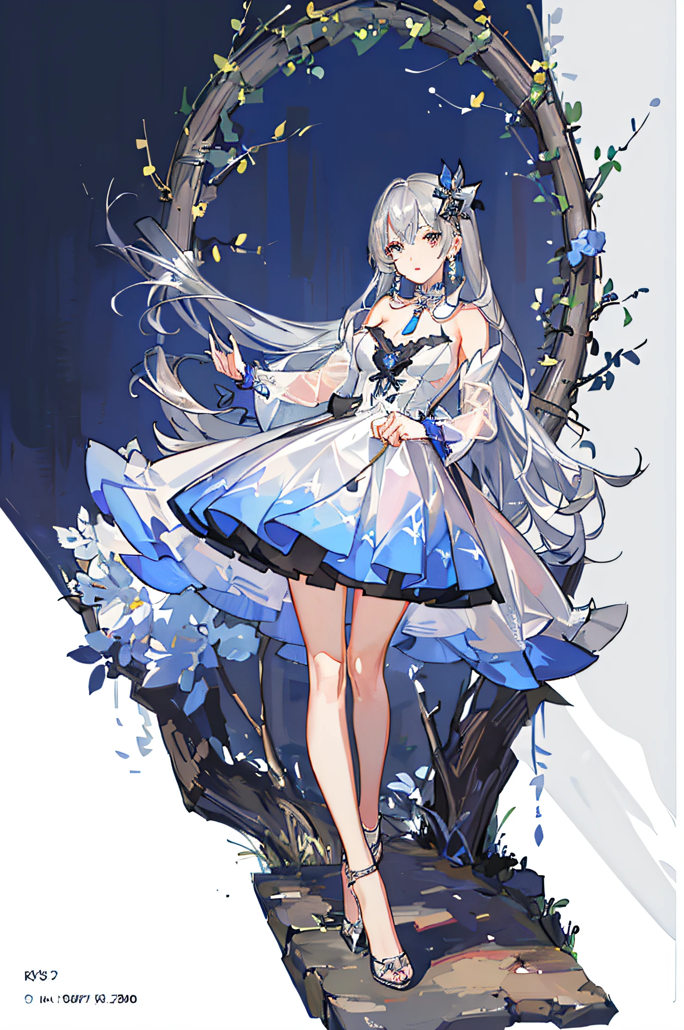 masterpiece, Best quality,4K,Wallpaper 8k, Ultra Detail, Illustration, Portrait, 1girl, St. Louis \(Luxury wheels\)\(Azure Lane\), Hair ornament, Earrings, Necklace, Portrait, ((((Silver Dress))), (Reveal))), Look at Viewer, Solo,Walking Gracefully