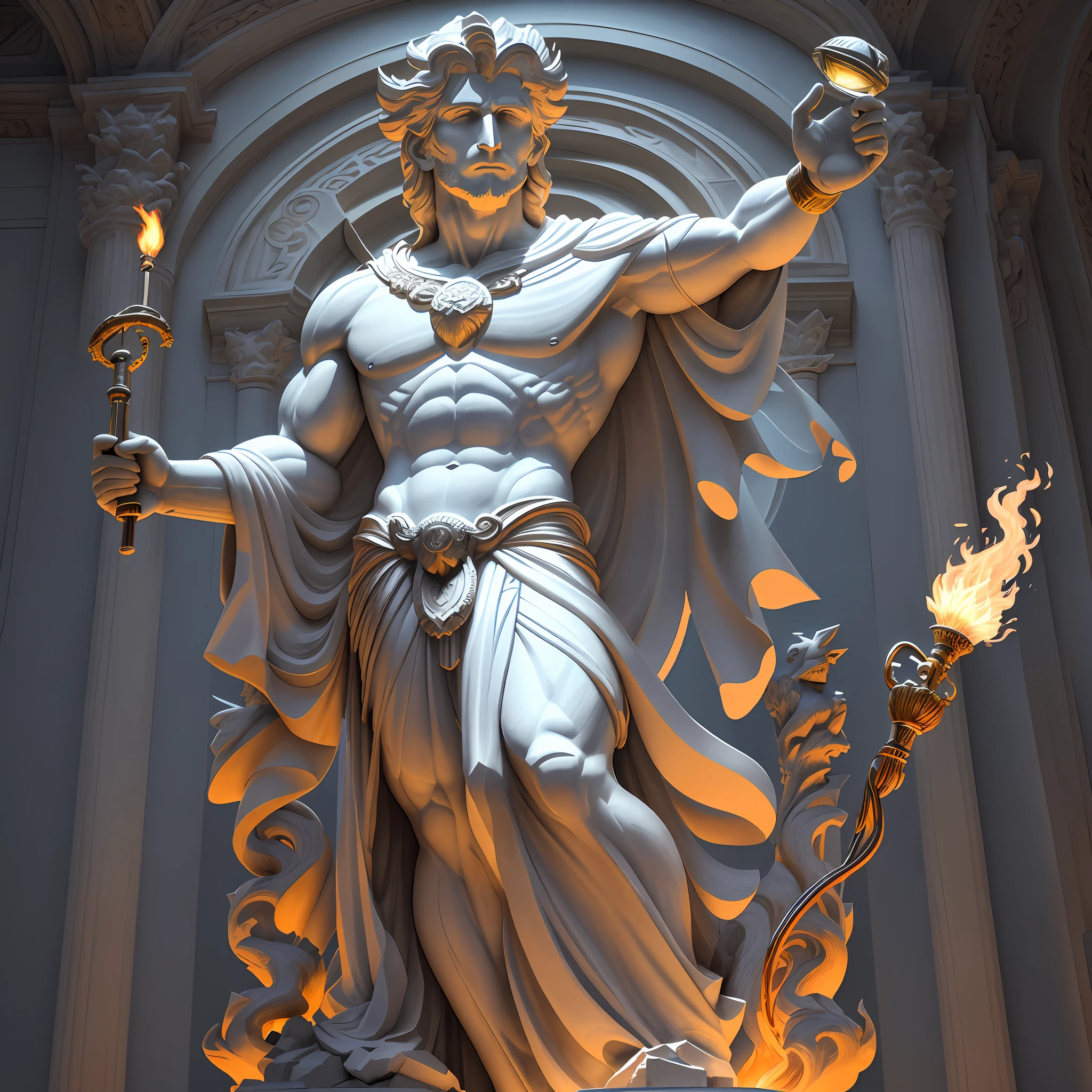 Image of the god Prometheus adapted for the Basileus.tv channel, which works with continuous improvement:
Prometheus is depicted in a majestic pose, holding a torch in one hand, symbolizing the fire of knowledge and innovation. Instead of traditional currents, it is surrounded by guests, representing progress and constant evolution. His vision is determined and inspiring, conveying the message of continuous improvement and search for improvement.
Around Prometheus are keywords related to the theme of the Basileus.tv channel, such as "Innovation", "Learning", "Growth" and "Personal Development". These words are arranged dynamically, as if flowing toward the Greek god, representing the continuous flow of knowledge and improvement.