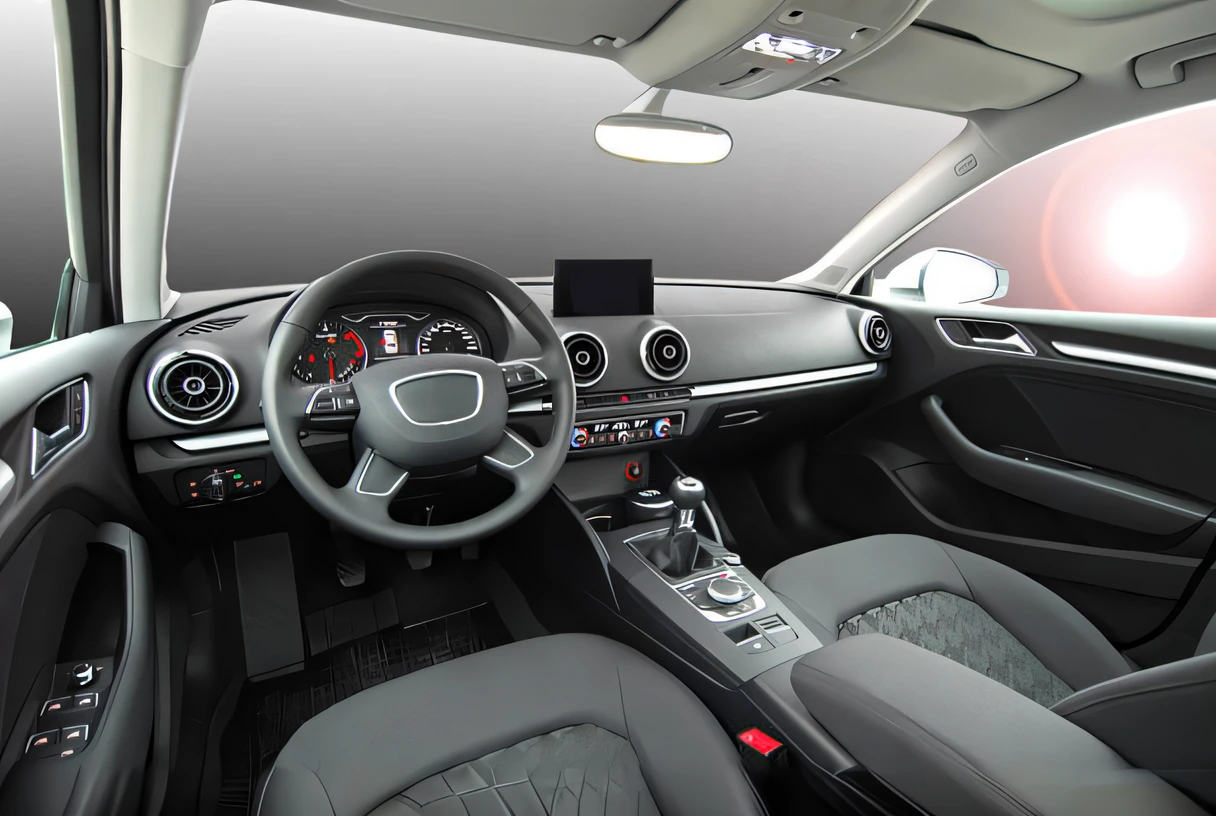 arafed view of a car with a steering wheel and dashboard, inside of a car, elegant interior, high end interior, highly detailed interior, interior background, full view of a car, interior of a small, car commercial photograph, interior photograph, inside a grand, leather interior, photo still of interior, trim, high quality picture, rectangle