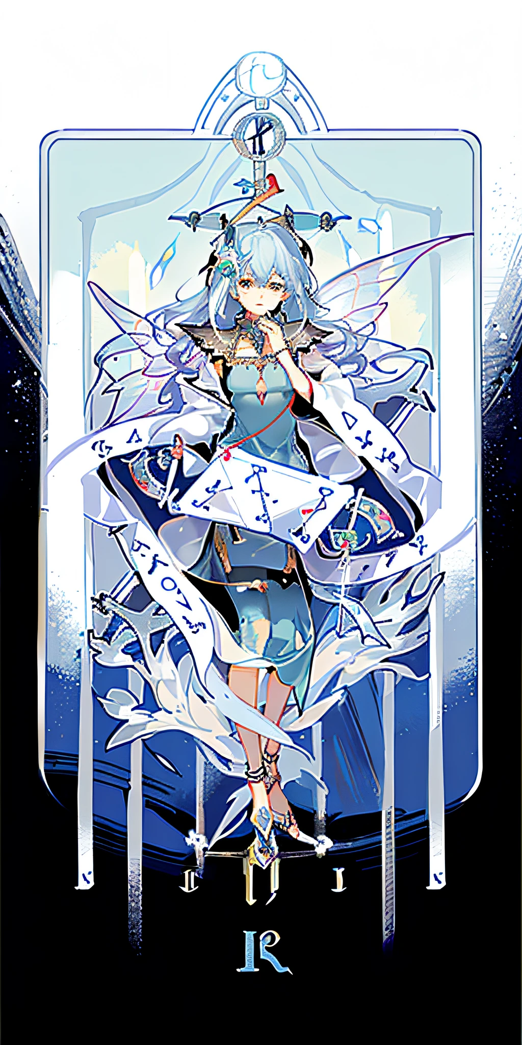 (Golden Ratio: 1.2), (Rose Graffiti: 1.2), (Glitch Color: 1.3), [(White Background: 1.4)::10], (Whole Body: 1.2), (Super Fine: 1.3), (Tarot :1.6),(Magician (Tarot):1.6),(Paper:1.2),(Fairy:1.6),(Fairy Wings:1.2),Full Body, Hanging,(Cool:1.2),(Red Long Hair ),(butterfly hair accessory),(flower hair accessory: 1.0),((sandals,Locket)),(colored cocktail dress: 1.0)+(loose-sleeve jacket: 1.3)+(fluttering colorful tassels and ribbons :1.2 ),(white stockings: 1.2),(colored ink paper flowers: 1.2),(colorful flower sea: 1.3),(chaotic geometry: 1.3),(negative space: 0.8),(drawing board: 1.3 ), (Ether Color ink flow: 1.3)