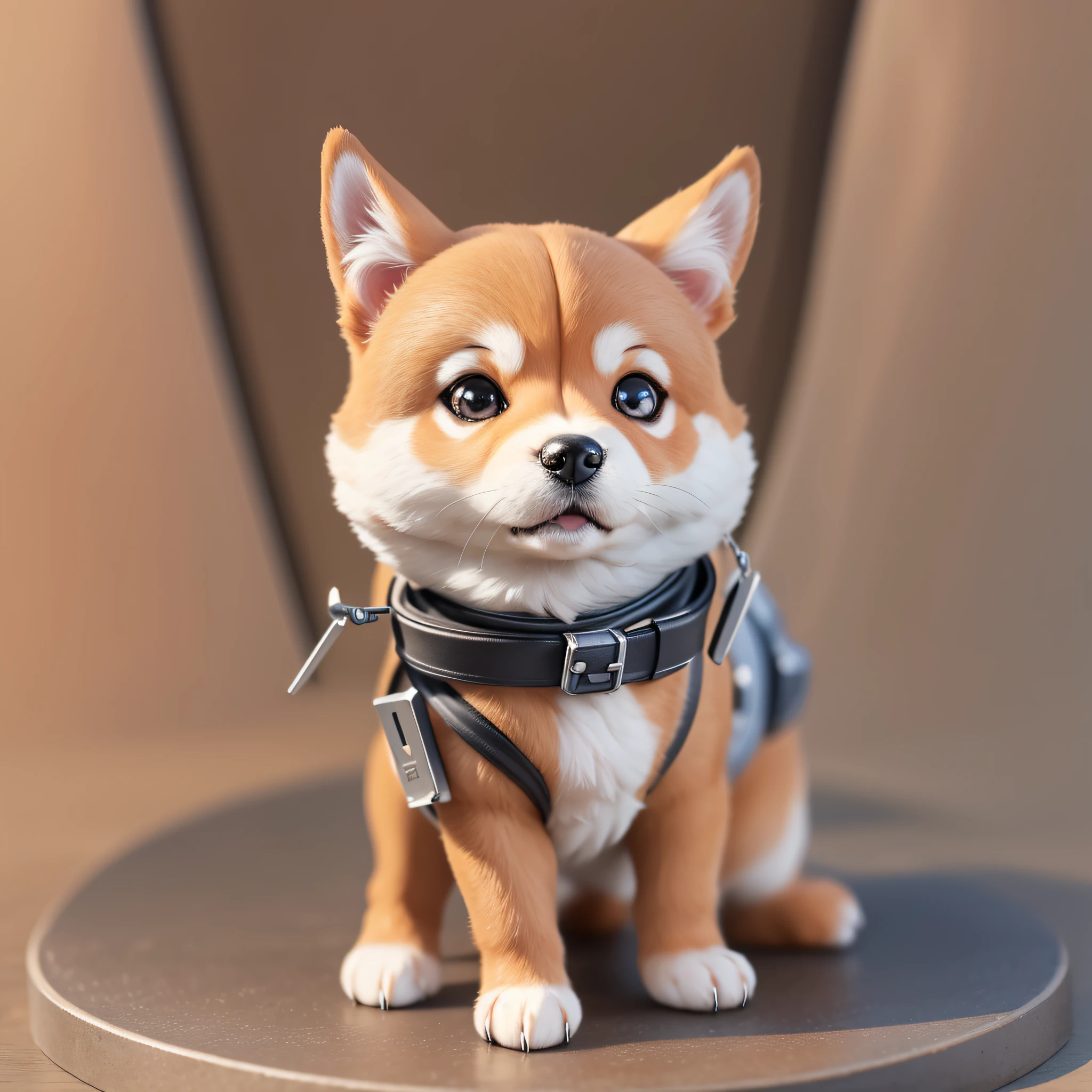 Cute Shiba Inu, made of metal, (Cyborg: 1.1), ([Tail | Detailed Wire]: 1.3), (Complex Detail), HDR, (Complex Detail, Ultra Detail: 1.2), Cinematic Shot, Vignette, Center