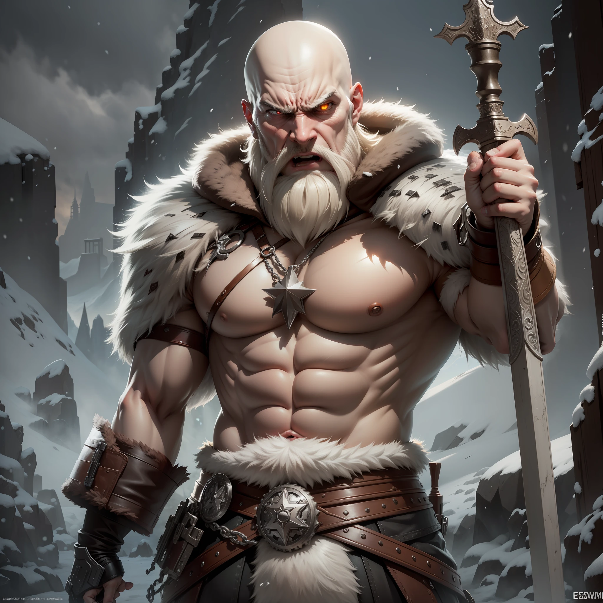 Very very angry face, best quality, 4k, snowy, better