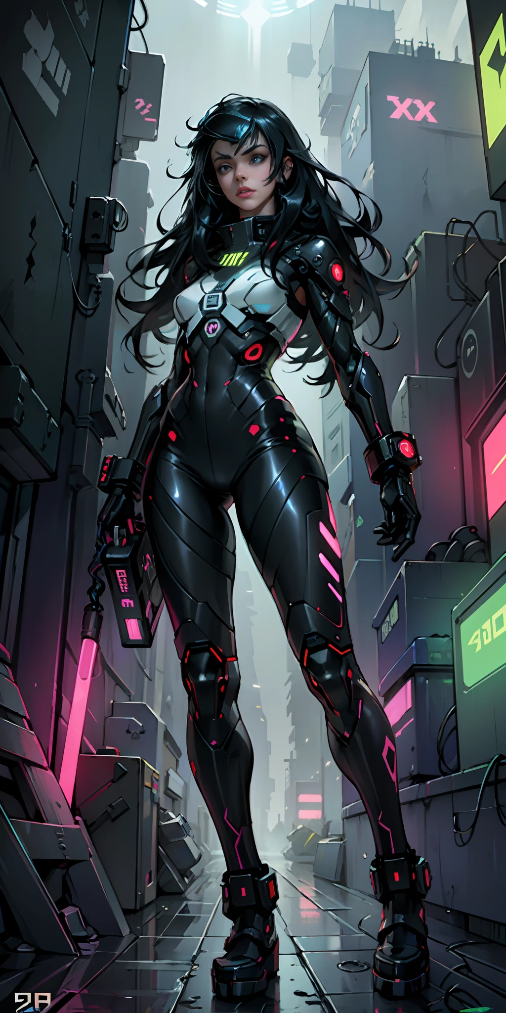 cybernized girl with cyberpunk prosthetics in single underpants, long hair, Spaceship inside, futuristic style, Sci-fi, hyper detailed, laser in center, laser from the sky, energy clots, photorealism, hyper realism, acceleration, light flash, speed, painting, 8K, HD, super resolution , Cinematic, Long Exposure, 8K, HD, Super-Resolution, Laser