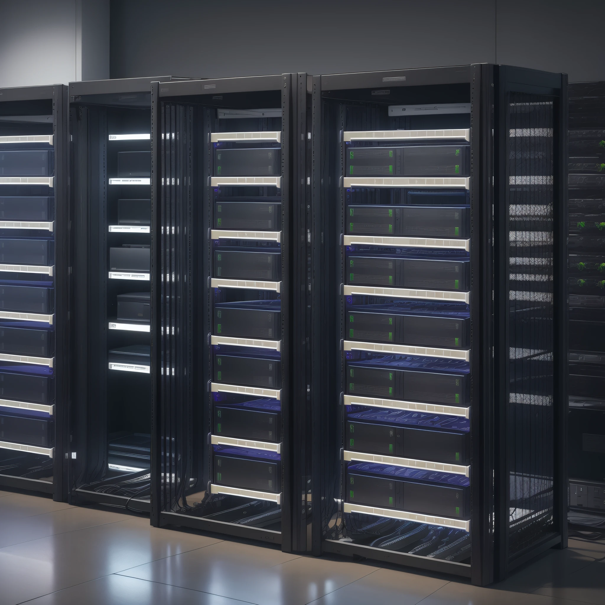 Create a room with servers in racks but in the dark with only the server lights on